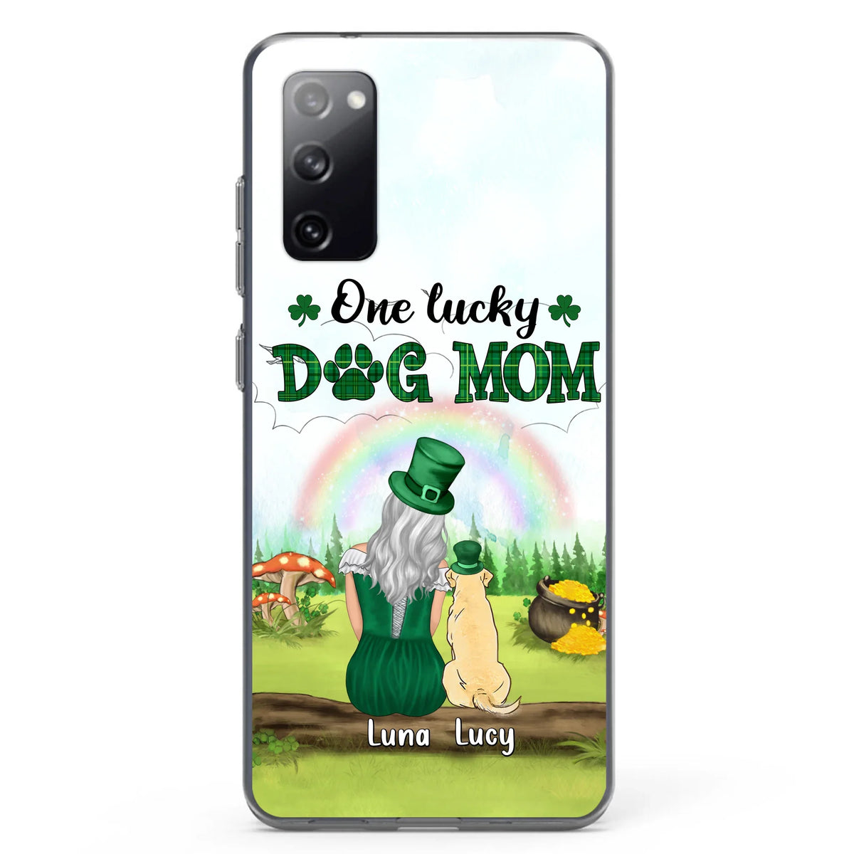 Custom Personalized Dog Mom Phone Case - Upto 4 Dogs - St. Patrick's Day Gift Idea For Dog Lover - Case For iPhone/Samsung