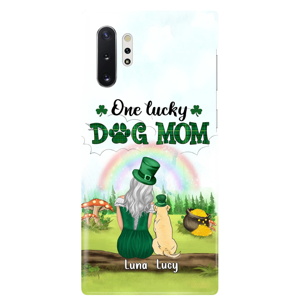 Custom Personalized Dog Mom Phone Case - Upto 4 Dogs - St. Patrick's Day Gift Idea For Dog Lover - Case For iPhone/Samsung