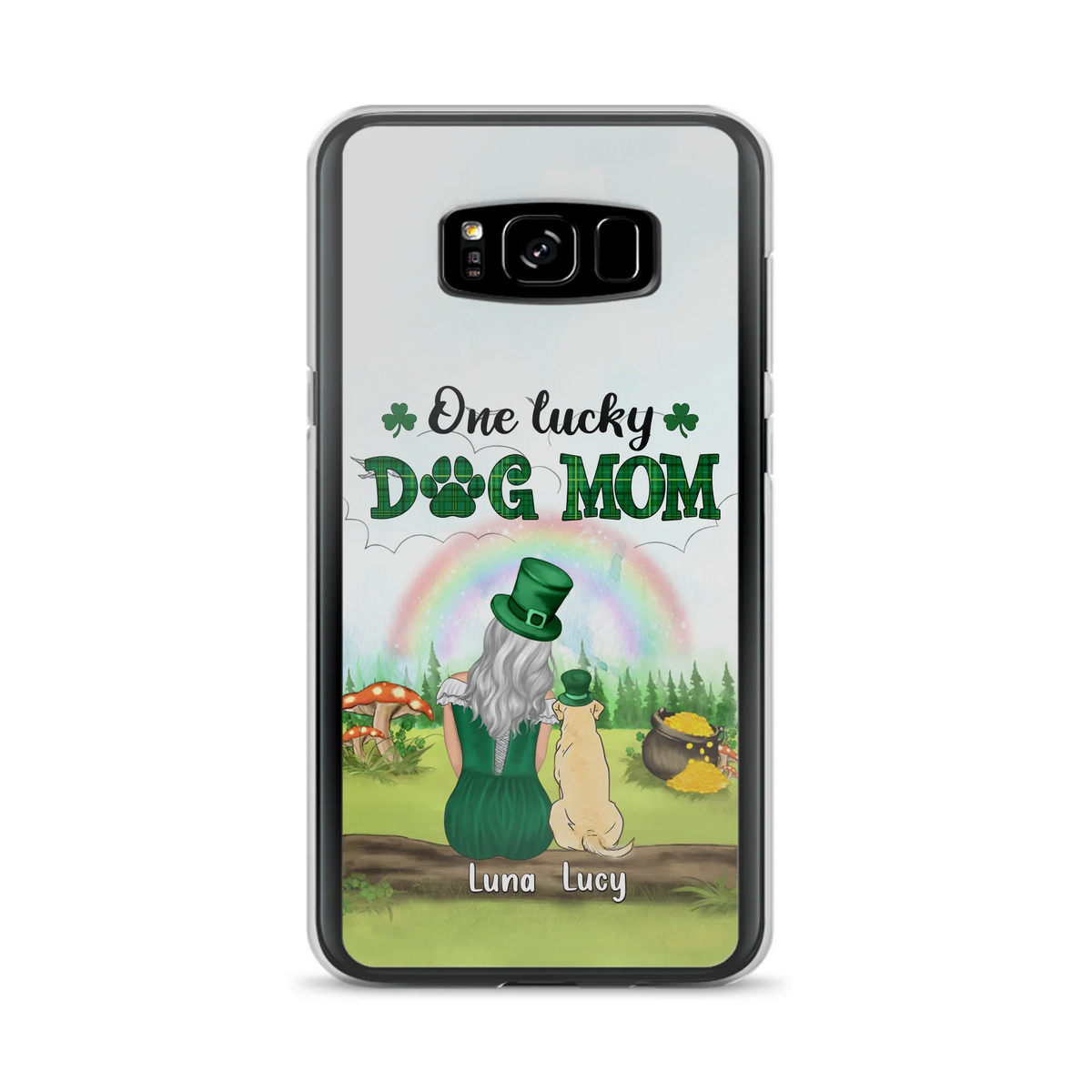 Custom Personalized Dog Mom Phone Case - Upto 4 Dogs - St. Patrick's Day Gift Idea For Dog Lover - Case For iPhone/Samsung