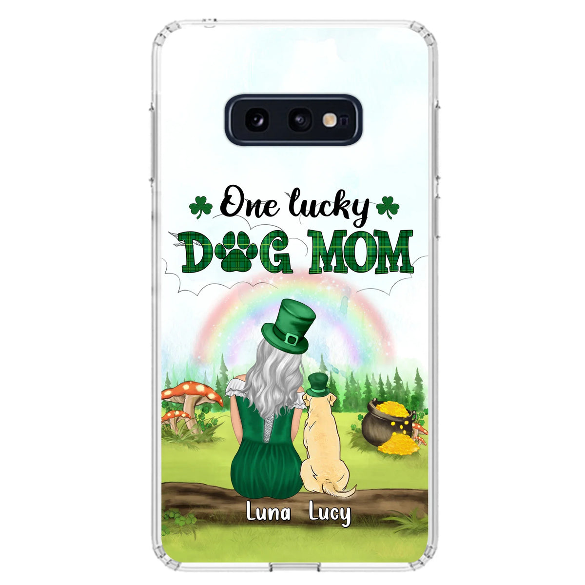Custom Personalized Dog Mom Phone Case - Upto 4 Dogs - St. Patrick's Day Gift Idea For Dog Lover - Case For iPhone/Samsung