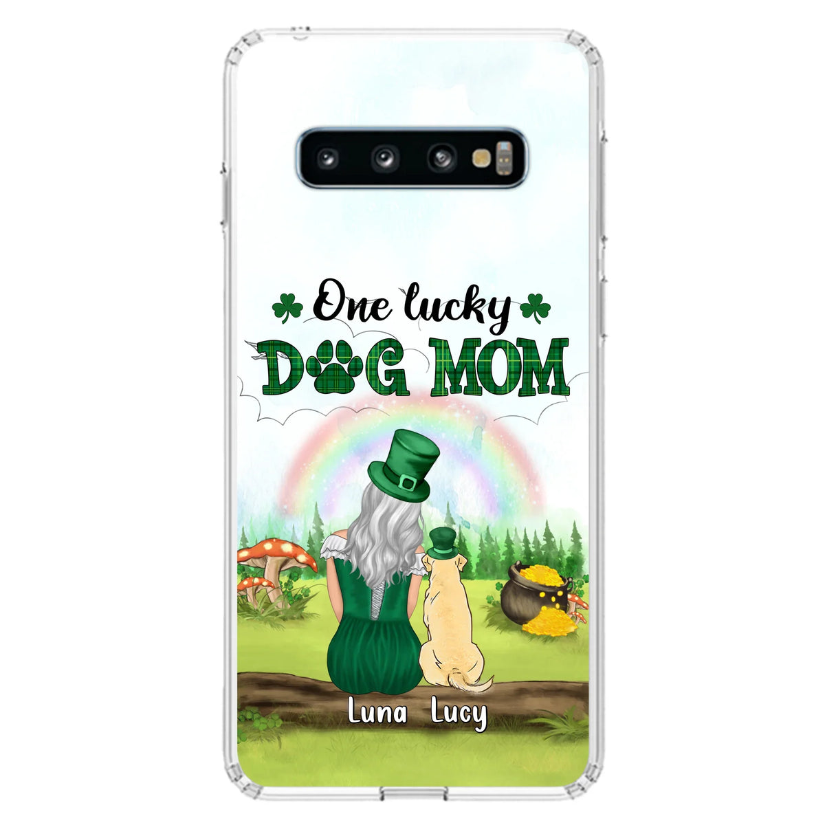 Custom Personalized Dog Mom Phone Case - Upto 4 Dogs - St. Patrick's Day Gift Idea For Dog Lover - Case For iPhone/Samsung