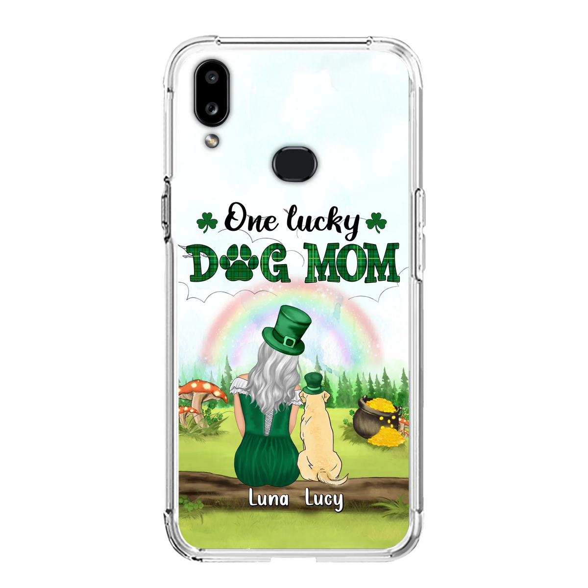 Custom Personalized Dog Mom Phone Case - Upto 4 Dogs - St. Patrick's Day Gift Idea For Dog Lover - Case For iPhone/Samsung