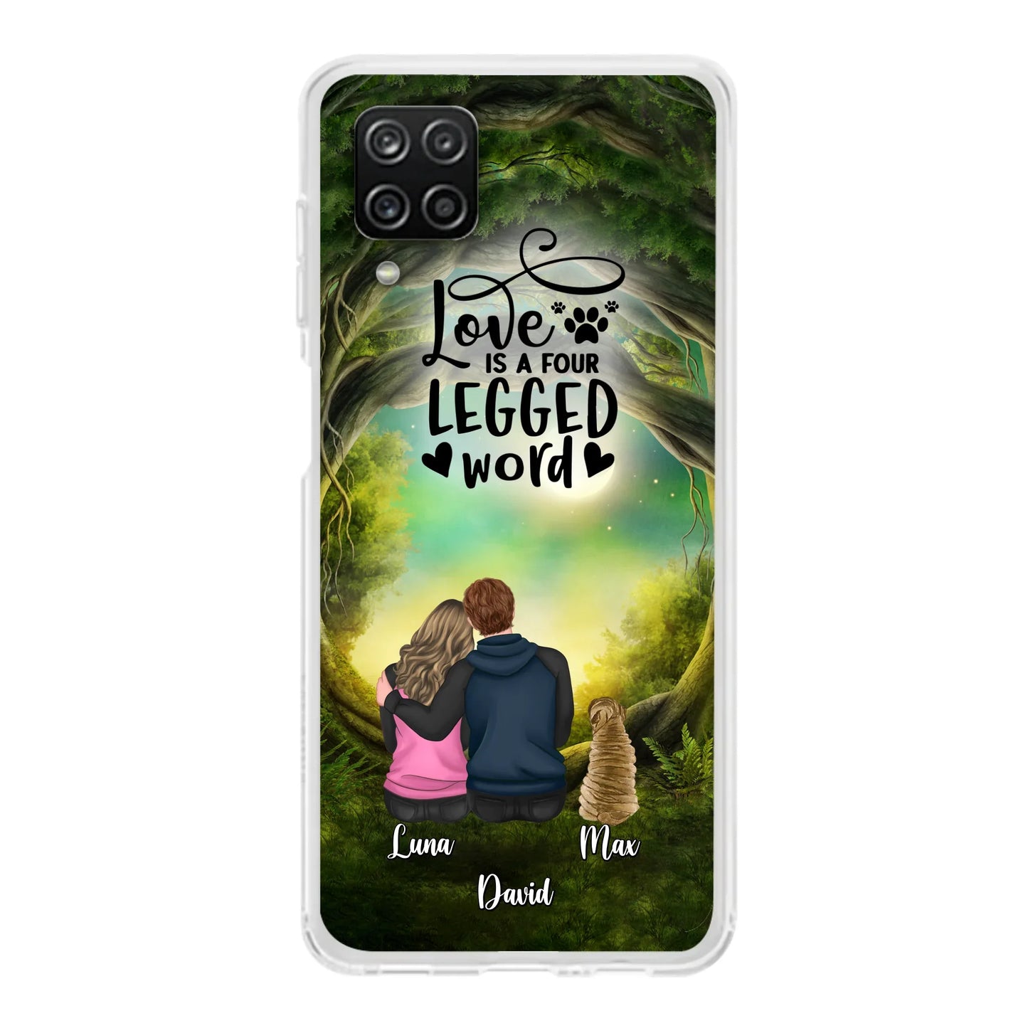 Custom Personalized Couple And Dogs Phone Case - Couple With Upto 5 Dogs - Gift Idea For Couple/Dog Lover - Case For iPhone And Samsung