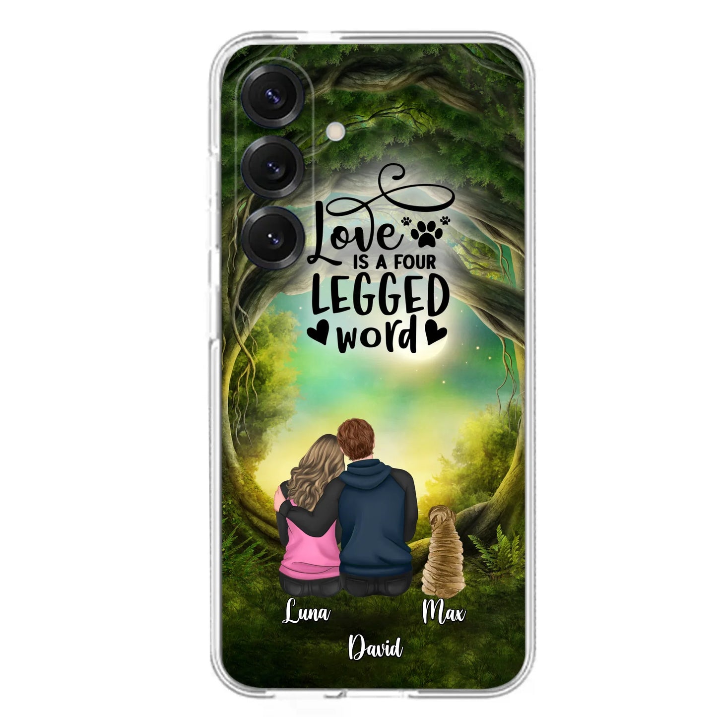Custom Personalized Couple And Dogs Phone Case - Couple With Upto 5 Dogs - Gift Idea For Couple/Dog Lover - Case For iPhone And Samsung