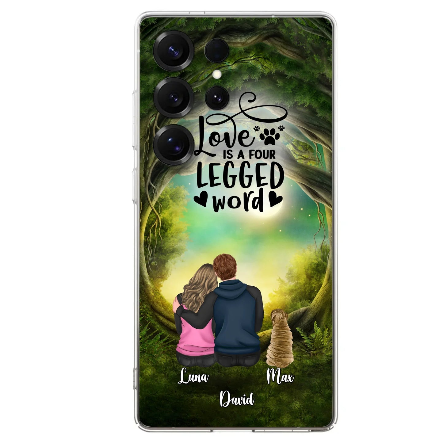 Custom Personalized Couple And Dogs Phone Case - Couple With Upto 5 Dogs - Gift Idea For Couple/Dog Lover - Case For iPhone And Samsung