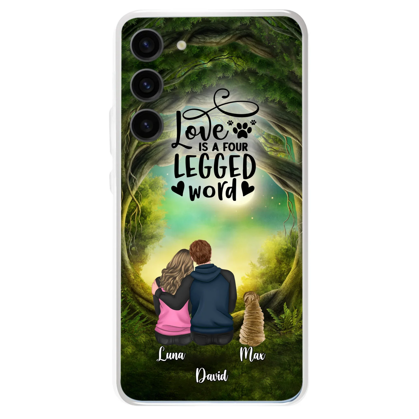 Custom Personalized Couple And Dogs Phone Case - Couple With Upto 5 Dogs - Gift Idea For Couple/Dog Lover - Case For iPhone And Samsung
