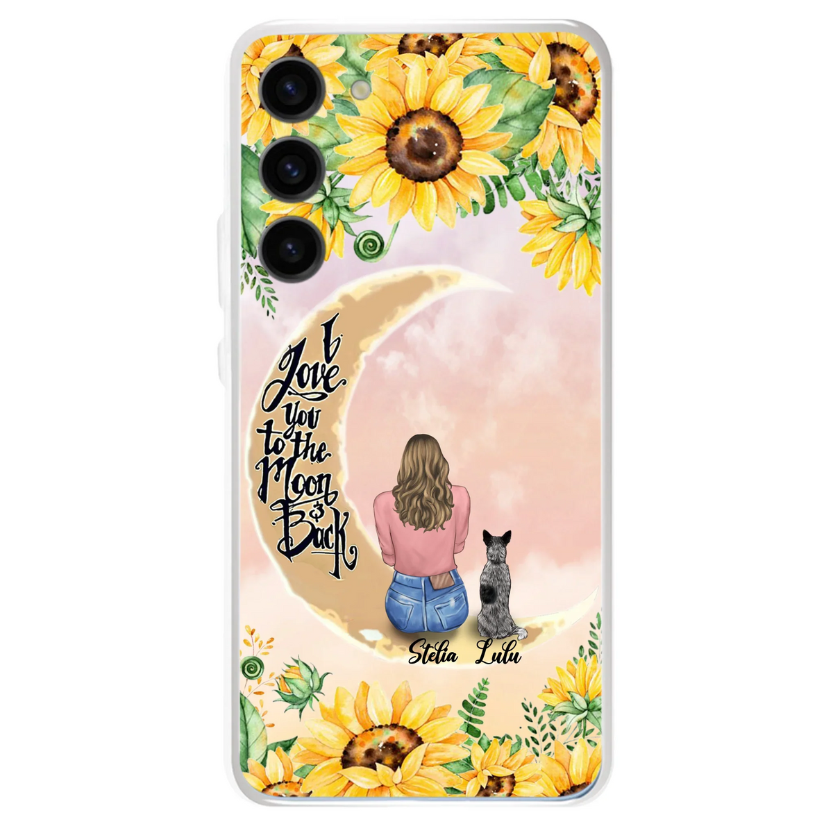 Custom Phone Case For Dog Lovers - Best Gift With Personalized Dogs - I Love You To The Moon and Back