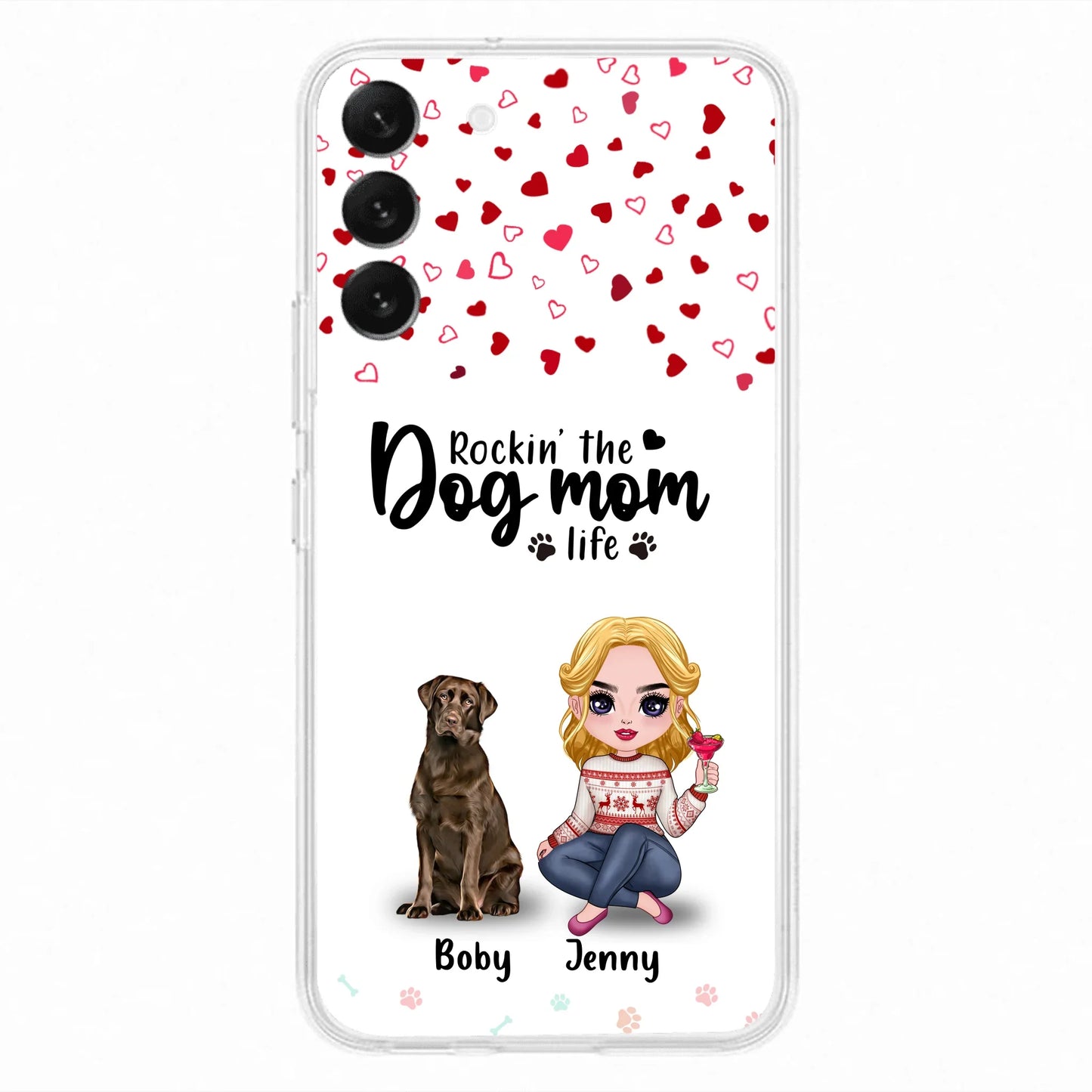 Custom Personalized Dog Mom Front Phone Case - Upto 5 Dogs - Gift Idea For Dog Lover - Rockin' The Dog Mom Life - Case For iPhone And Samsung
