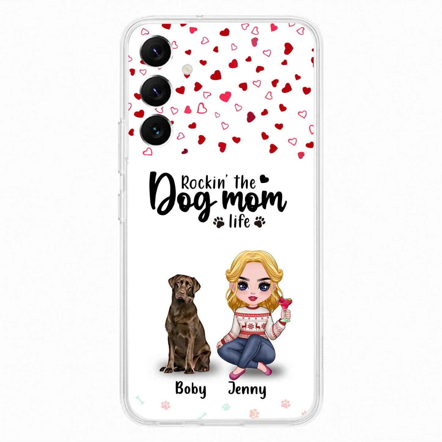 Custom Personalized Dog Mom Front Phone Case - Upto 5 Dogs - Gift Idea For Dog Lover - Rockin' The Dog Mom Life - Case For iPhone And Samsung