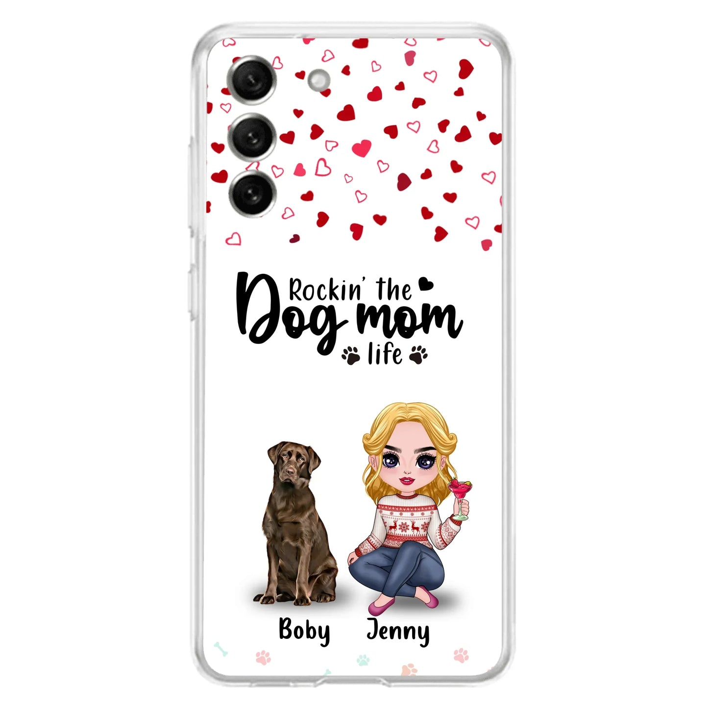 Custom Personalized Dog Mom Front Phone Case - Upto 5 Dogs - Gift Idea For Dog Lover - Rockin' The Dog Mom Life - Case For iPhone And Samsung