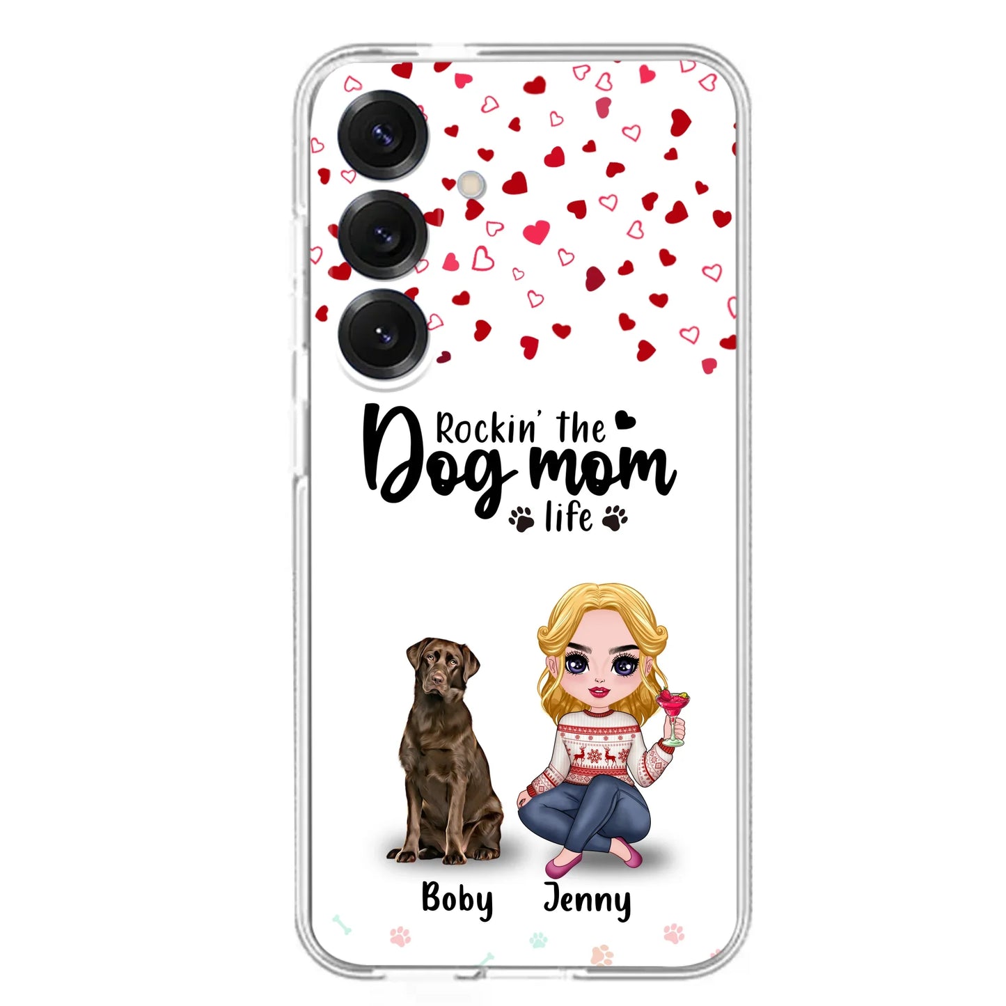 Custom Personalized Dog Mom Front Phone Case - Upto 5 Dogs - Gift Idea For Dog Lover - Rockin' The Dog Mom Life - Case For iPhone And Samsung