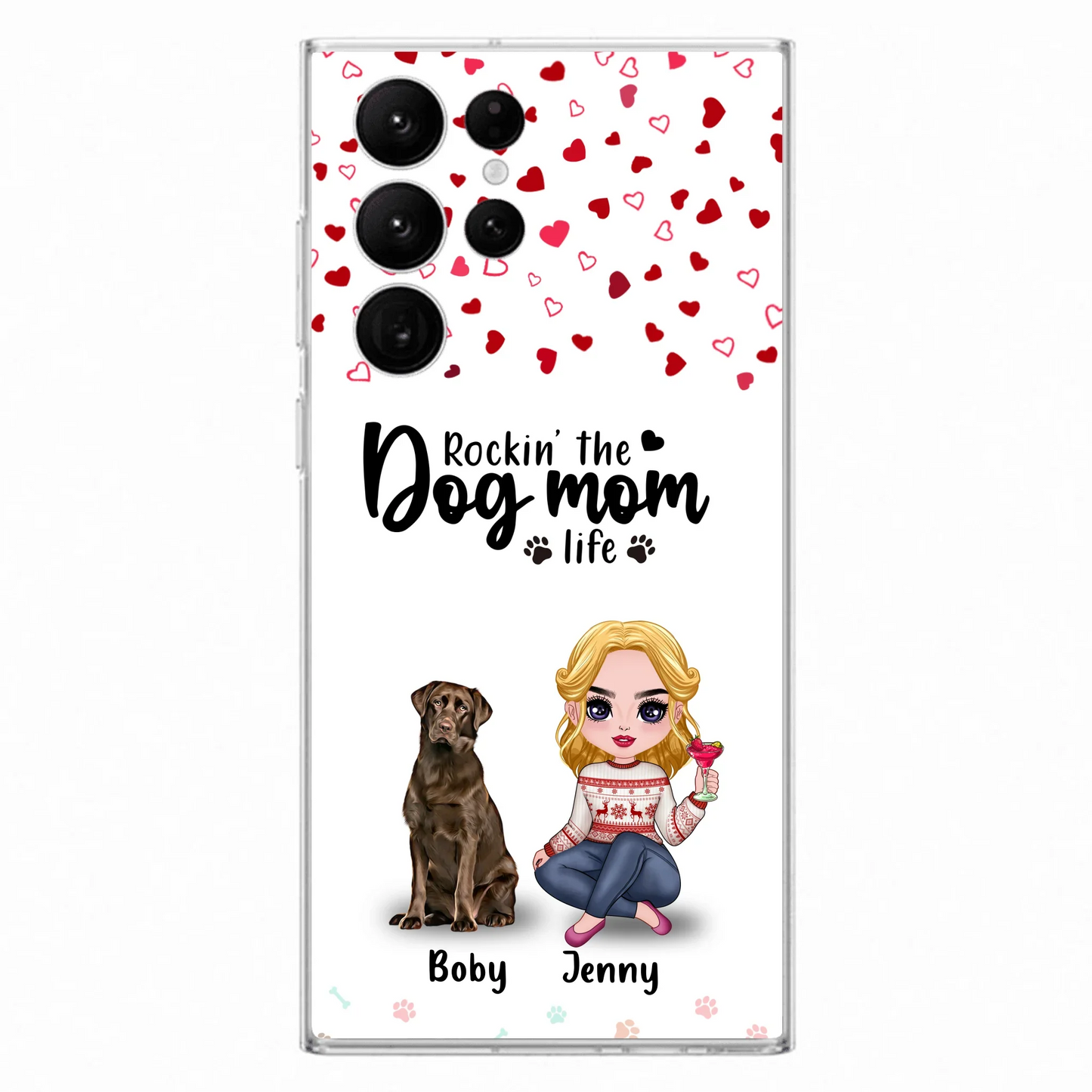 Custom Personalized Dog Mom Front Phone Case - Upto 5 Dogs - Gift Idea For Dog Lover - Rockin' The Dog Mom Life - Case For iPhone And Samsung