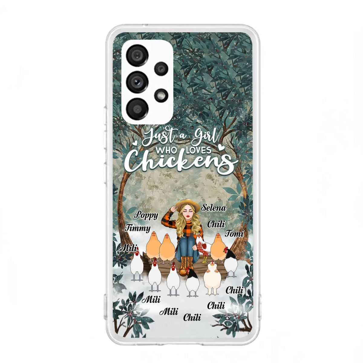 Custom Personalized Just A Girl Who Loves Chickens Phone Case - Girl With Upto 10 Chickens - Case For iPhone And Samsung