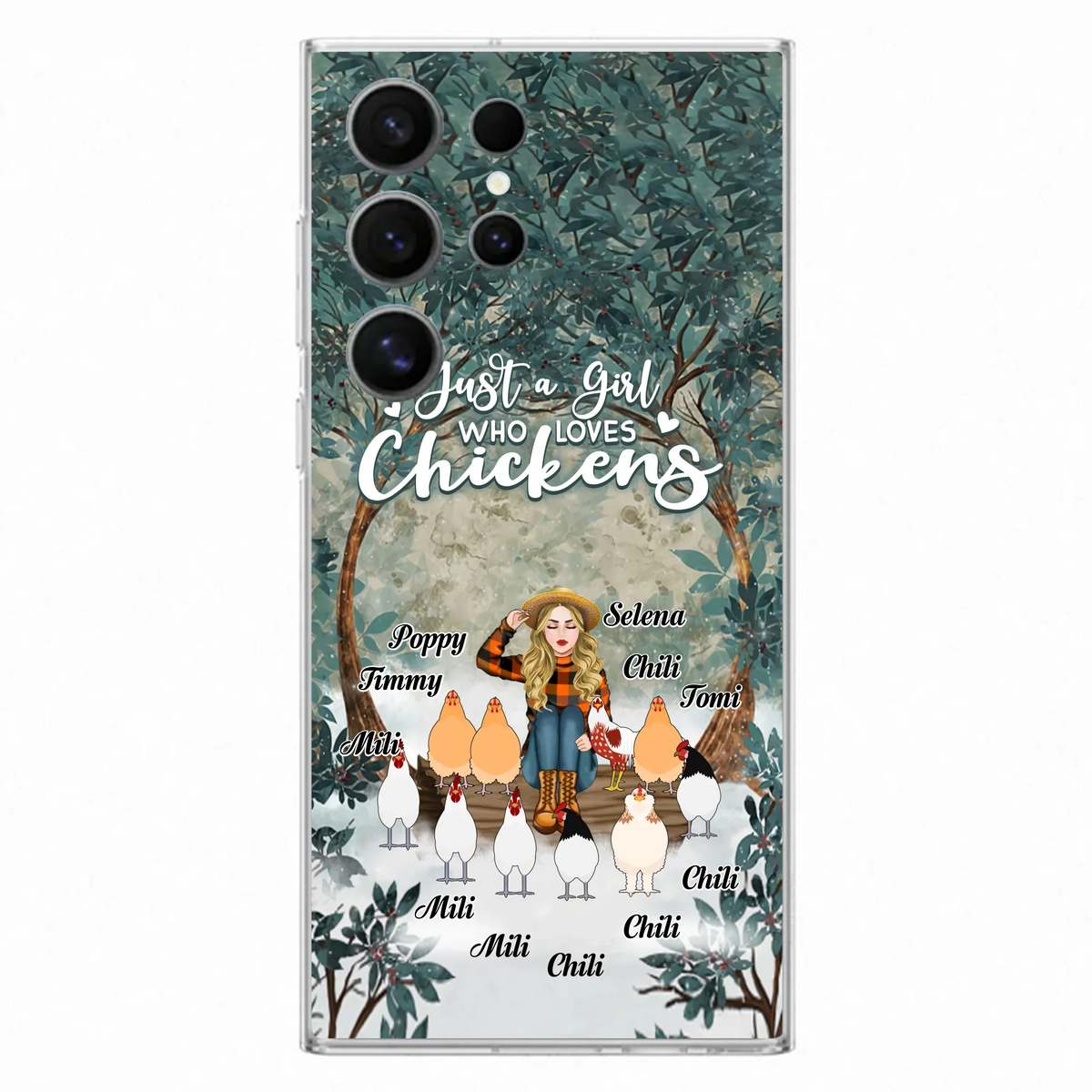 Custom Personalized Just A Girl Who Loves Chickens Phone Case - Girl With Upto 10 Chickens - Case For iPhone And Samsung