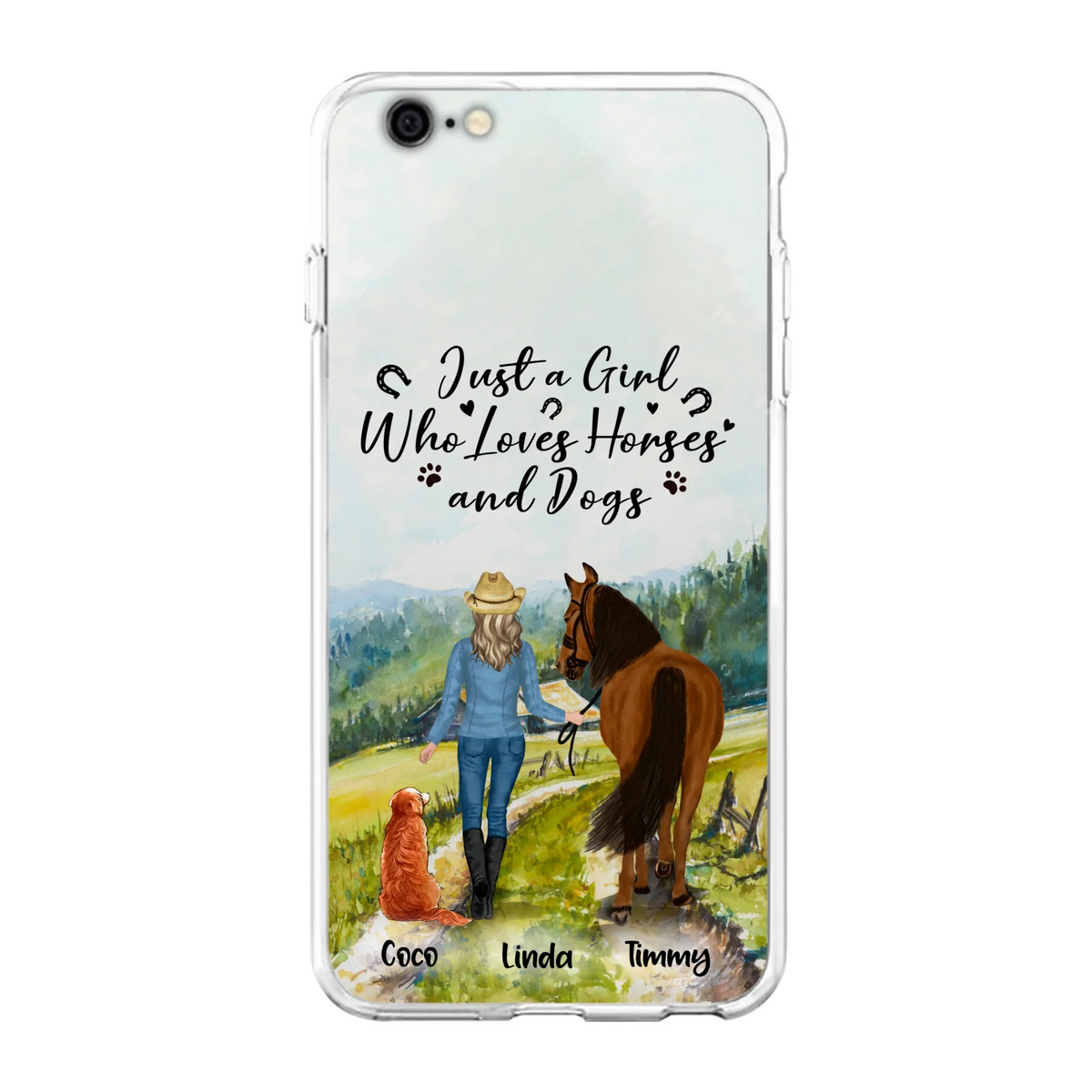 Personalized Horse And Dog Phone Case - Man/Woman/Girl/Boy With Upto 2 Horses And 4 Dogs - Gift For Horse/Dog Lover - Case For iPhone And Samsung