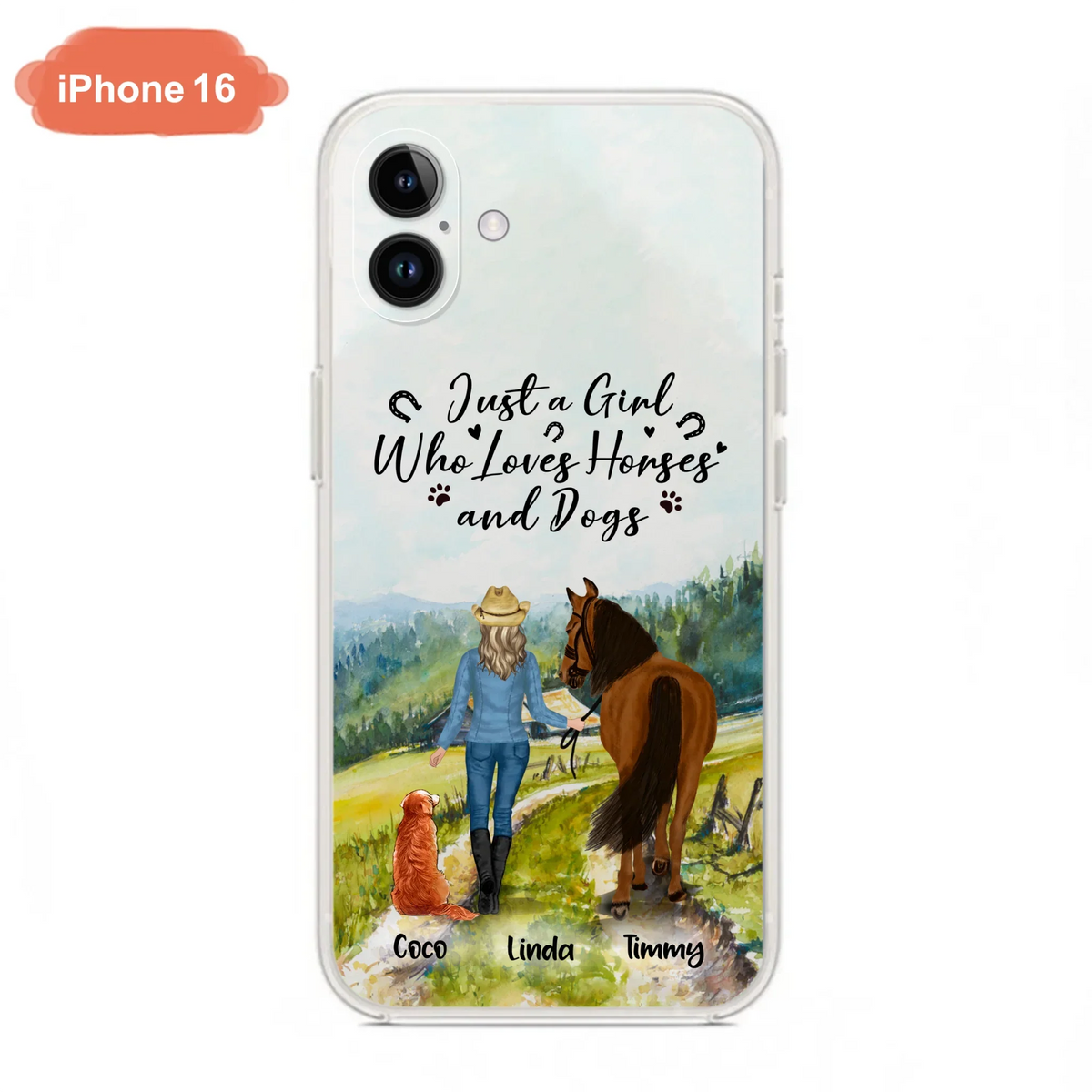 Personalized Horse And Dog Phone Case - Man/Woman/Girl/Boy With Upto 2 Horses And 4 Dogs - Gift For Horse/Dog Lover - Case For iPhone And Samsung