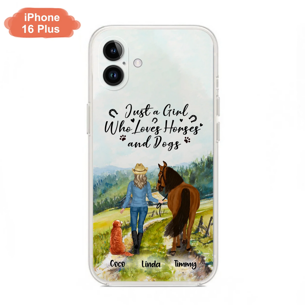 Personalized Horse And Dog Phone Case - Man/Woman/Girl/Boy With Upto 2 Horses And 4 Dogs - Gift For Horse/Dog Lover - Case For iPhone And Samsung