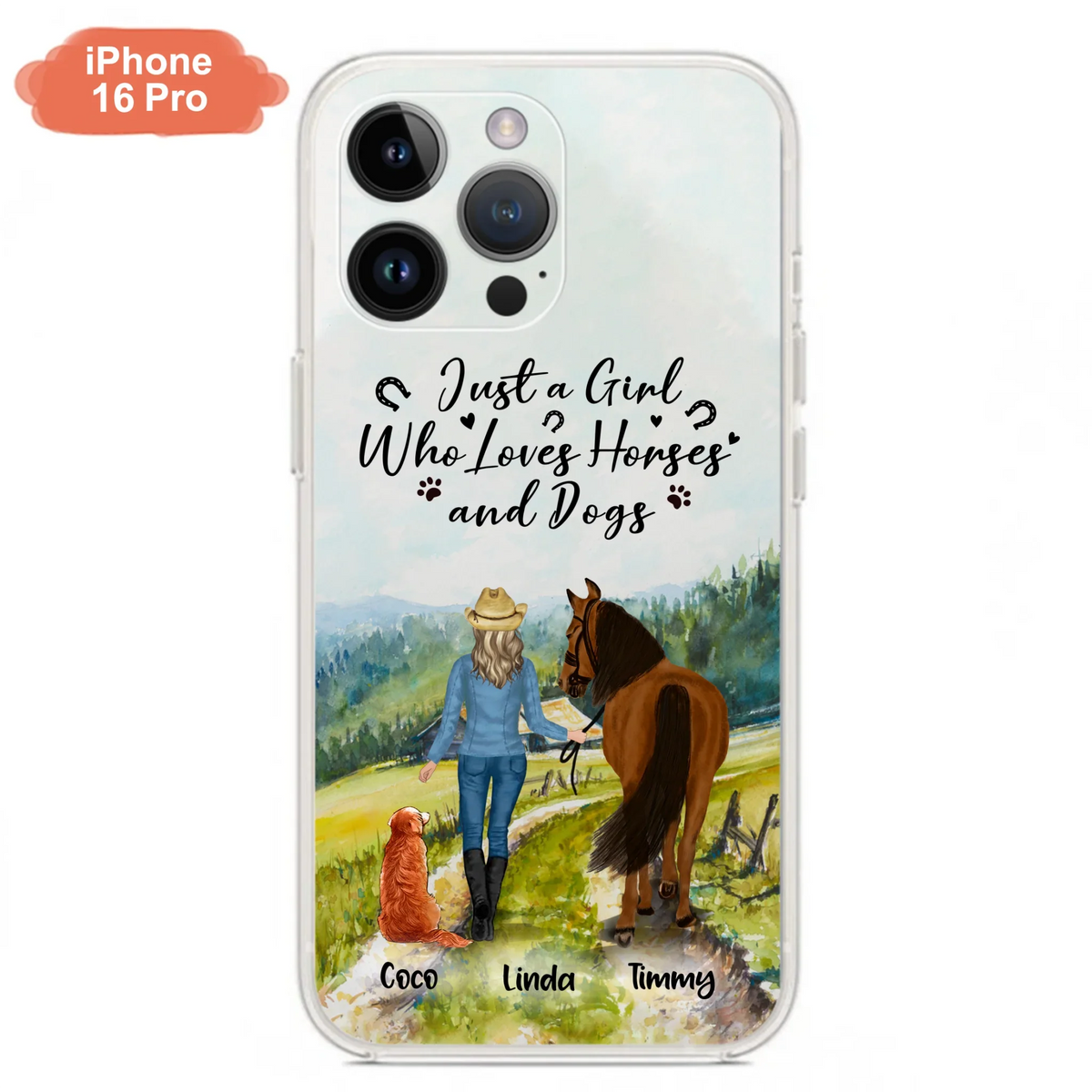 Personalized Horse And Dog Phone Case - Man/Woman/Girl/Boy With Upto 2 Horses And 4 Dogs - Gift For Horse/Dog Lover - Case For iPhone And Samsung