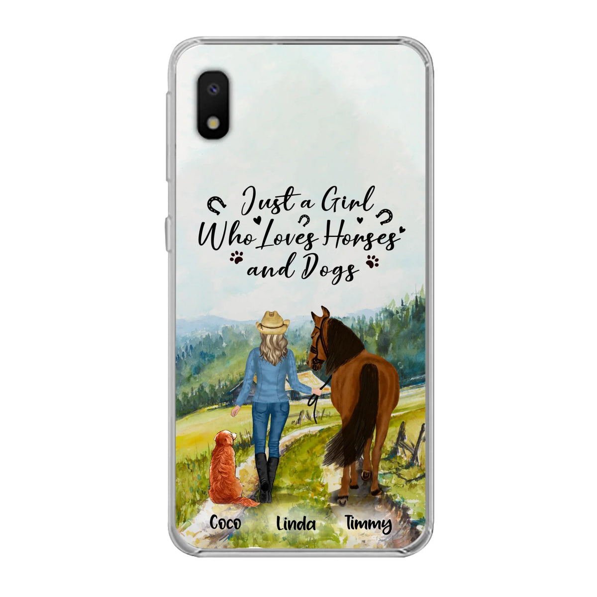 Personalized Horse And Dog Phone Case - Man/Woman/Girl/Boy With Upto 2 Horses And 4 Dogs - Gift For Horse/Dog Lover - Case For iPhone And Samsung