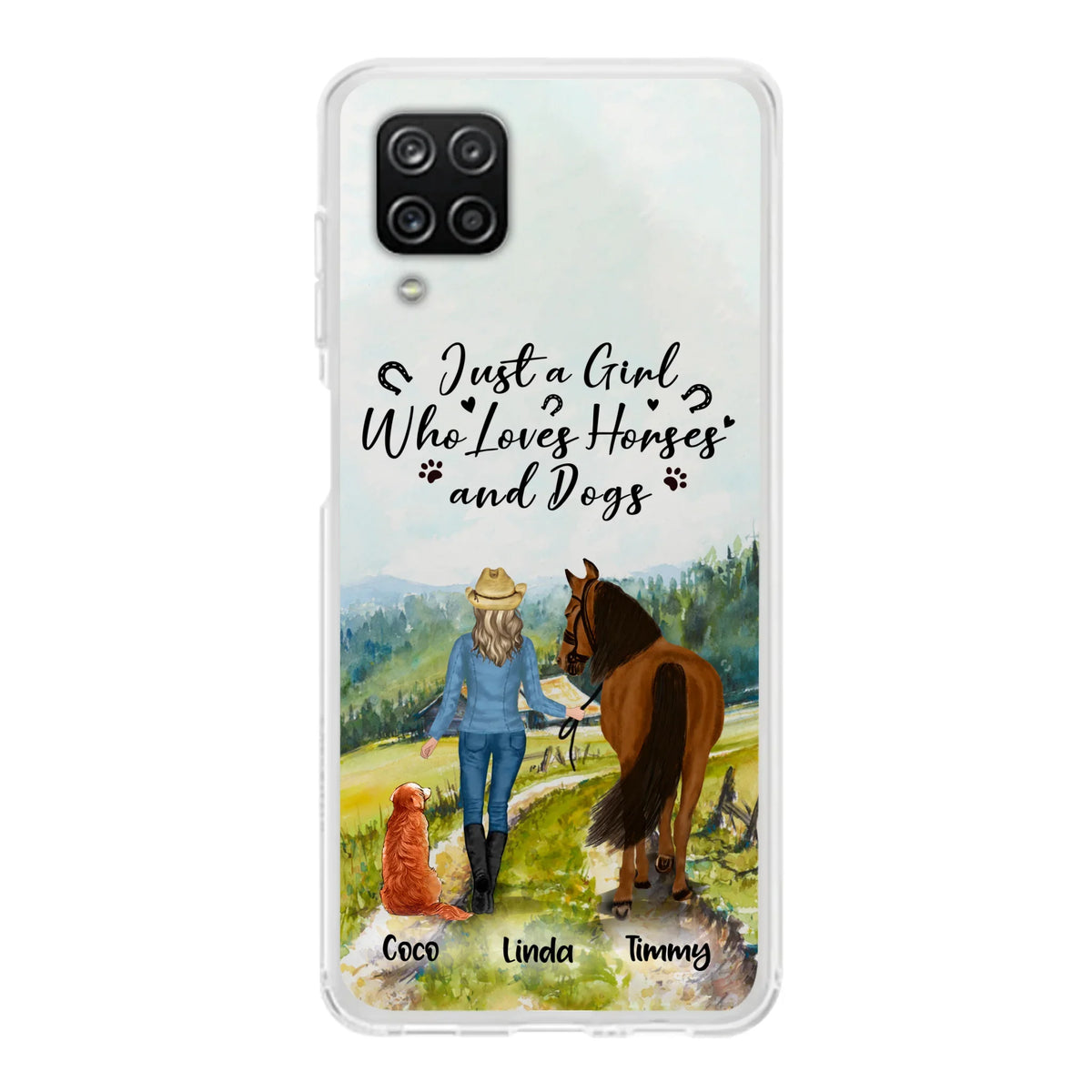 Personalized Horse And Dog Phone Case - Man/Woman/Girl/Boy With Upto 2 Horses And 4 Dogs - Gift For Horse/Dog Lover - Case For iPhone And Samsung