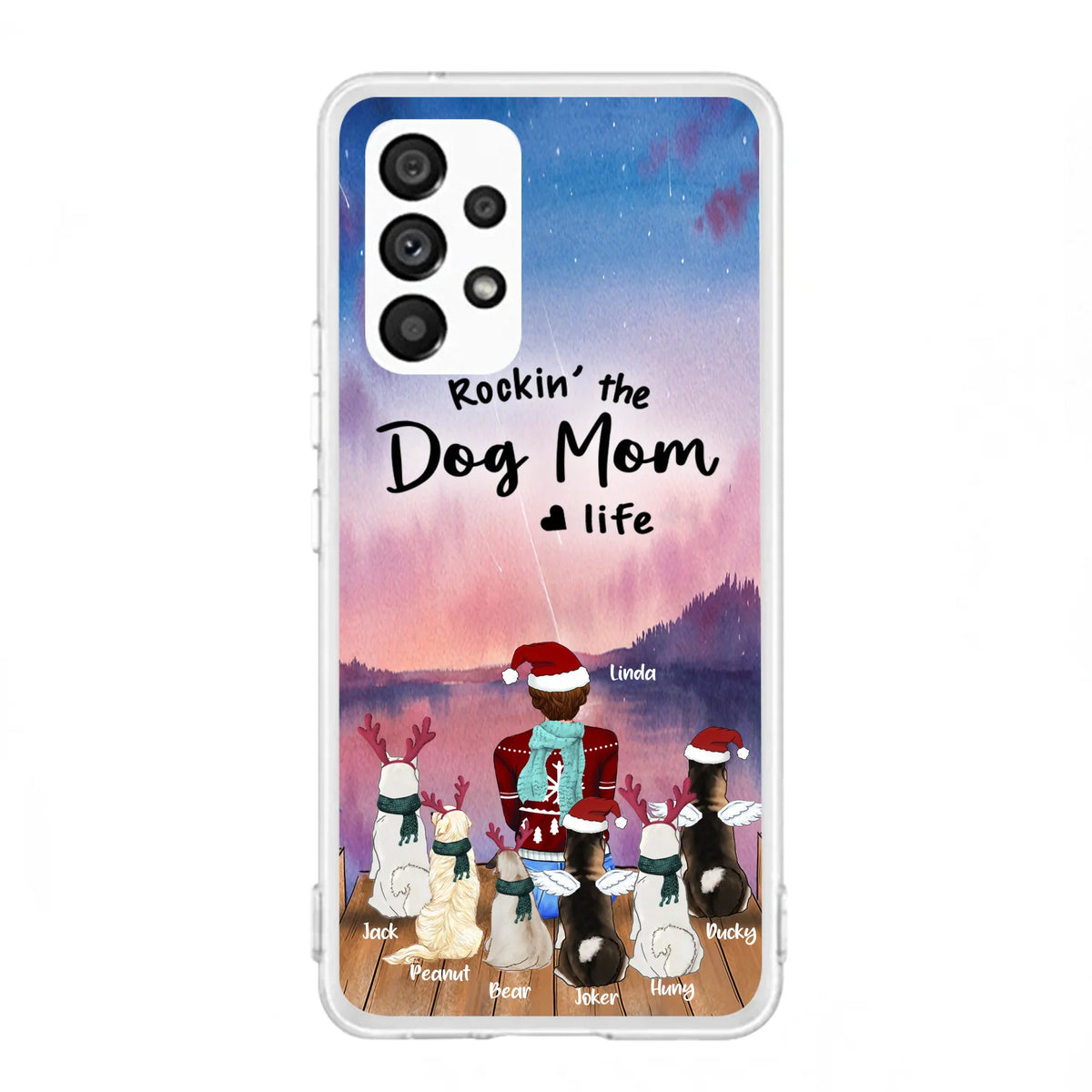 Personalized Christmas Pet Mom/Dad Phone Case - Up to 6 Pets - Rock'in The Dog Mom Life