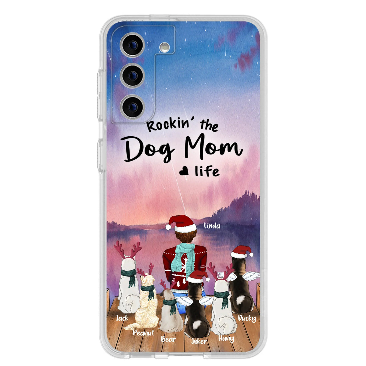 Personalized Christmas Pet Mom/Dad Phone Case - Up to 6 Pets - Rock'in The Dog Mom Life