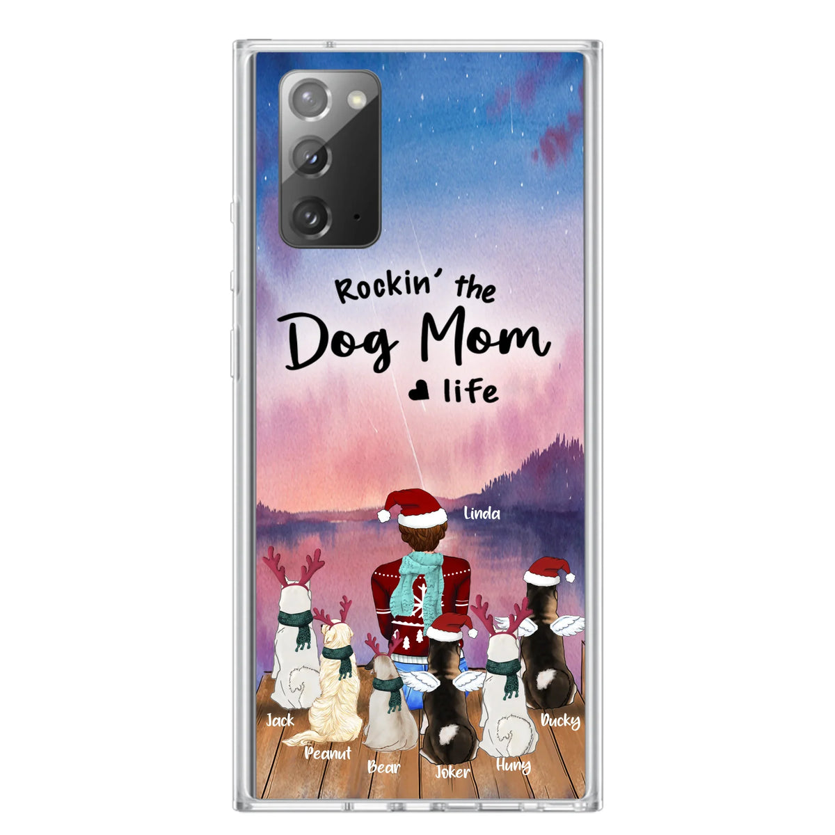 Personalized Christmas Pet Mom/Dad Phone Case - Up to 6 Pets - Rock'in The Dog Mom Life
