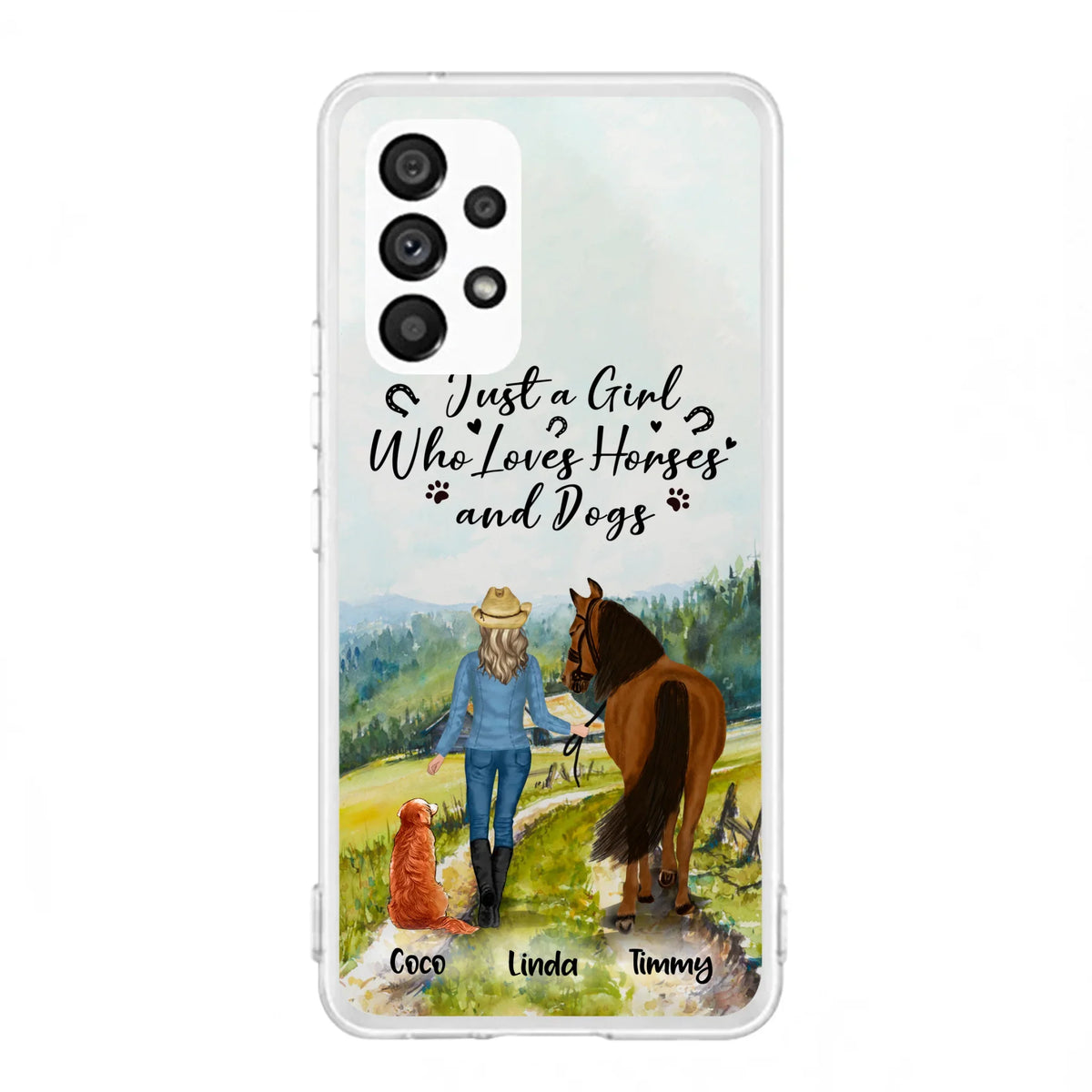 Personalized Horse And Dog Phone Case - Man/Woman/Girl/Boy With Upto 2 Horses And 4 Dogs - Gift For Horse/Dog Lover - Case For iPhone And Samsung