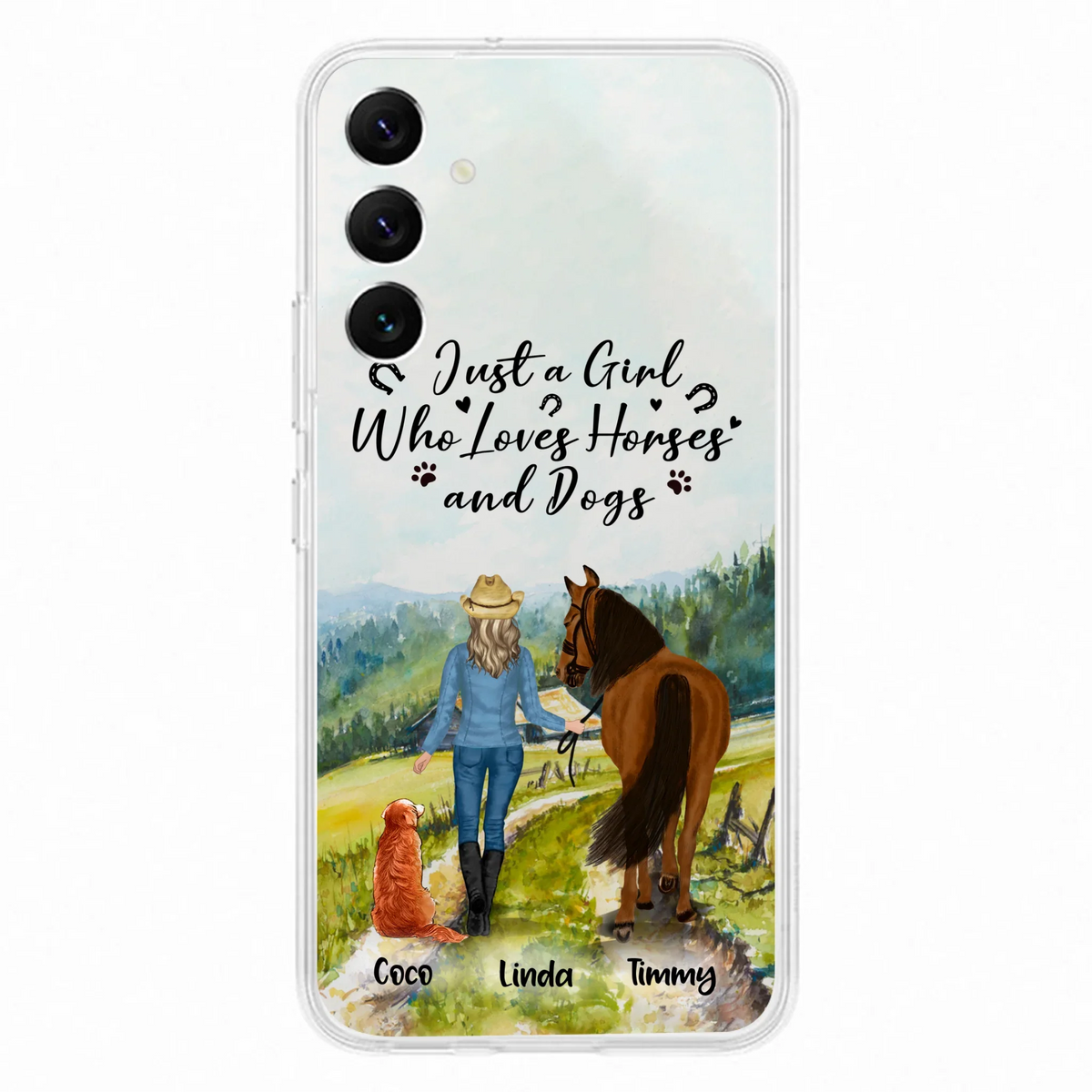 Personalized Horse And Dog Phone Case - Man/Woman/Girl/Boy With Upto 2 Horses And 4 Dogs - Gift For Horse/Dog Lover - Case For iPhone And Samsung