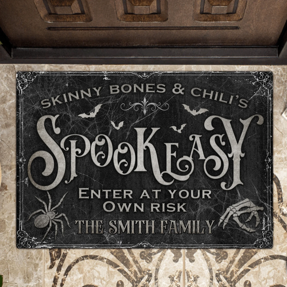 Personalized Spooky Doormat - Halloween Gift Idea For Family - Skinny Bones & Chili's Spookeasy
