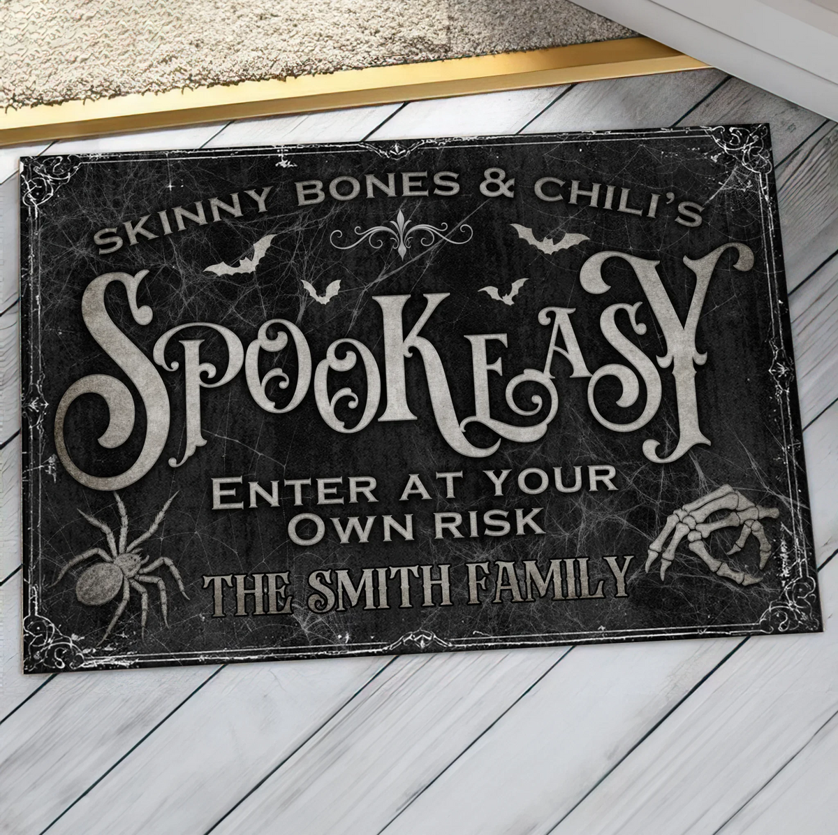 Personalized Spooky Doormat - Halloween Gift Idea For Family - Skinny Bones & Chili's Spookeasy