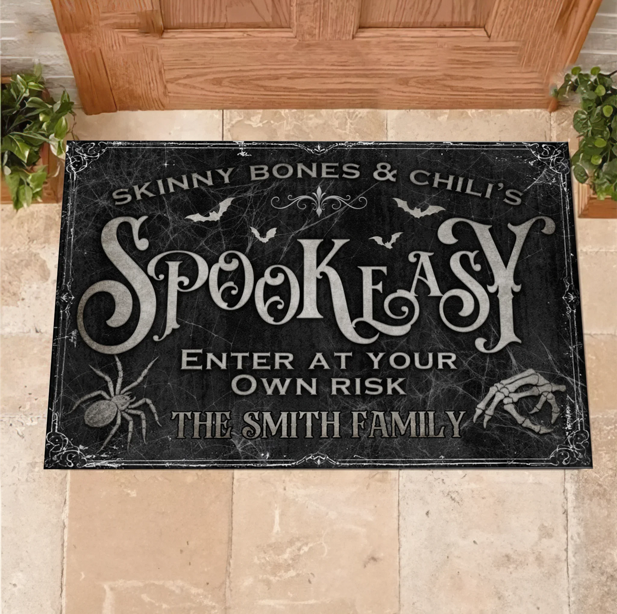 Personalized Spooky Doormat - Halloween Gift Idea For Family - Skinny Bones & Chili's Spookeasy