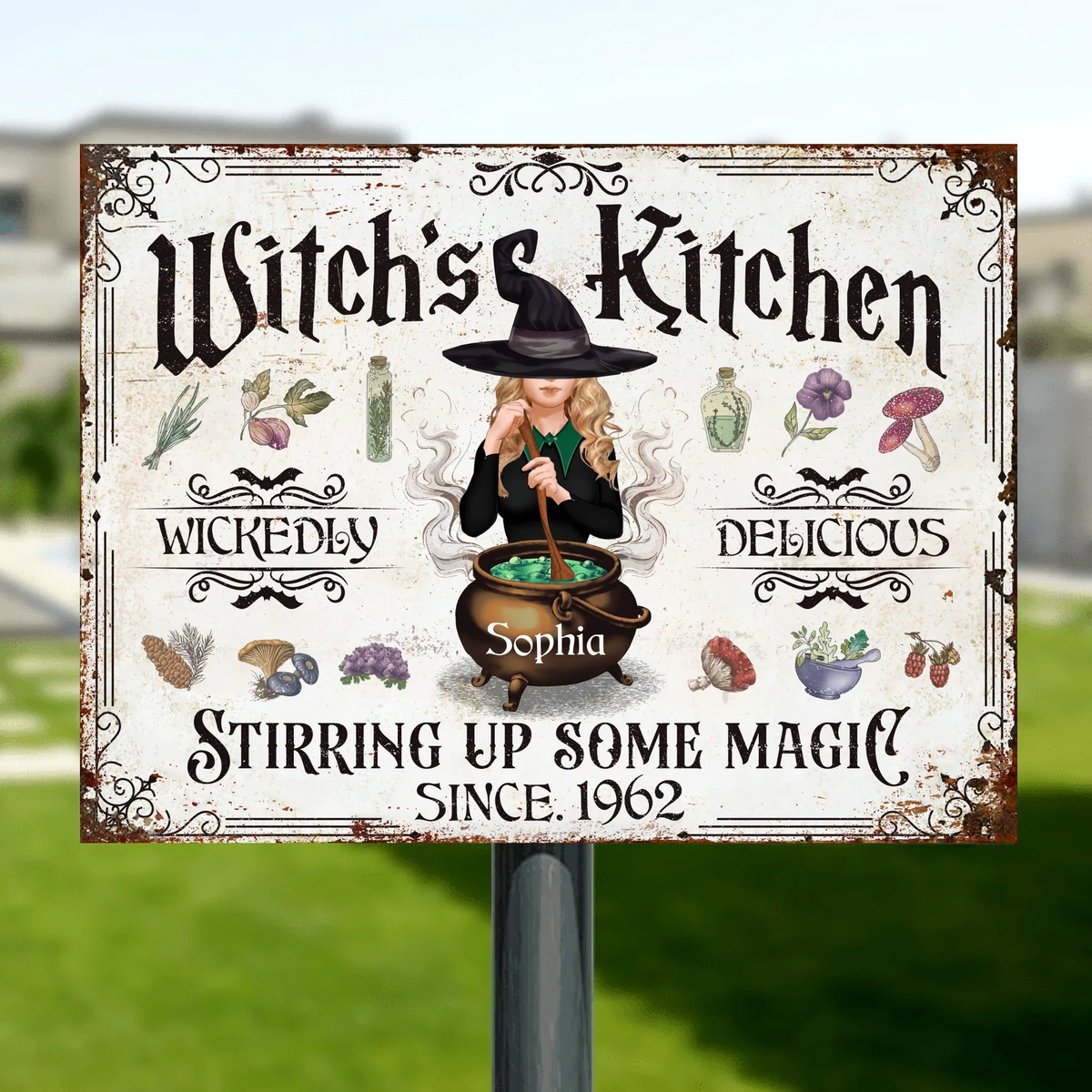 Personalized Witch's Kitchen Metal Sign - Gift Idea For Witch Lover - Stirring Up Some Magic