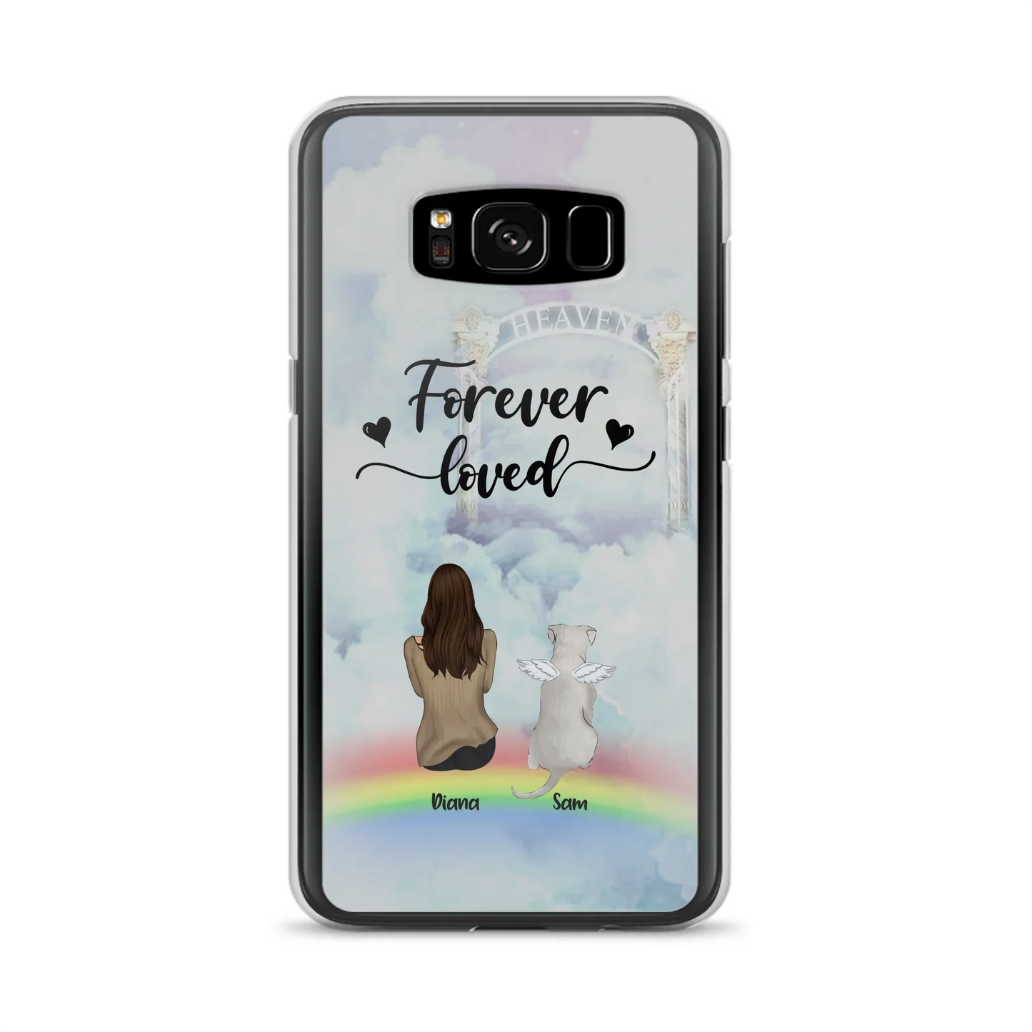 Custom Personalized Memorial Pets Phone Case - Man/Woman With Upto 4 Pets - Memorial Gift For Dog Lovers/Cat Lovers - Forever Loved - For iPhone And Samsung Phone Case - AXSIO5