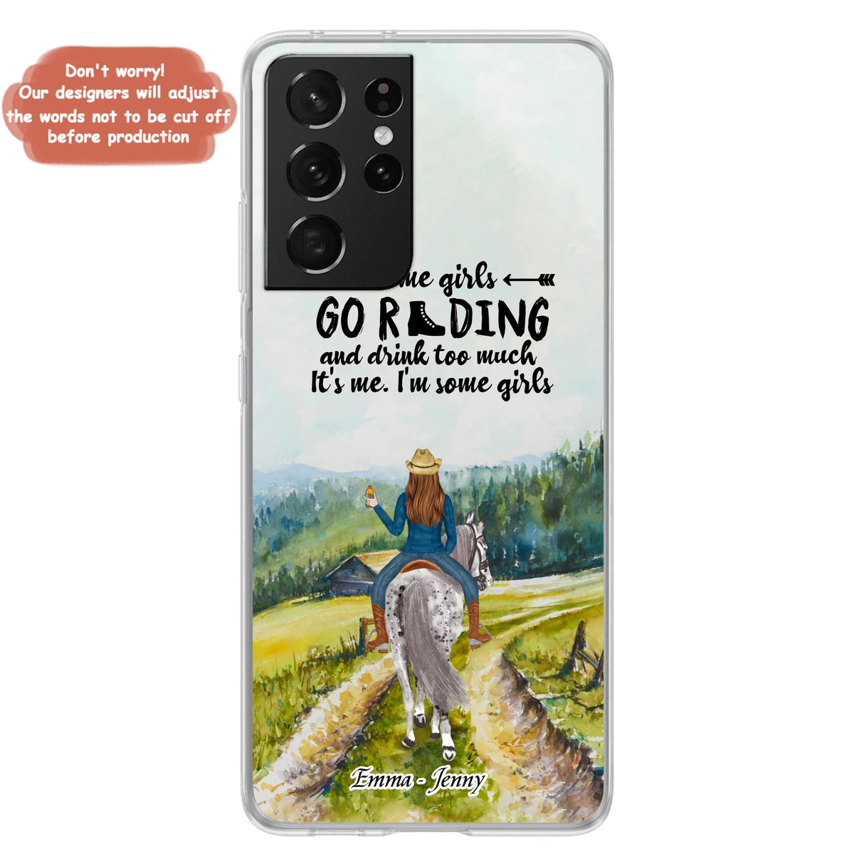 Custom Personalized Riding Horse Phone Case - Upto 2 Girls - Best Gift For Horse Lover/Friends - Some Girls Go Riding And Drink Too Much It's Me - Case For Iphone/Samsung
