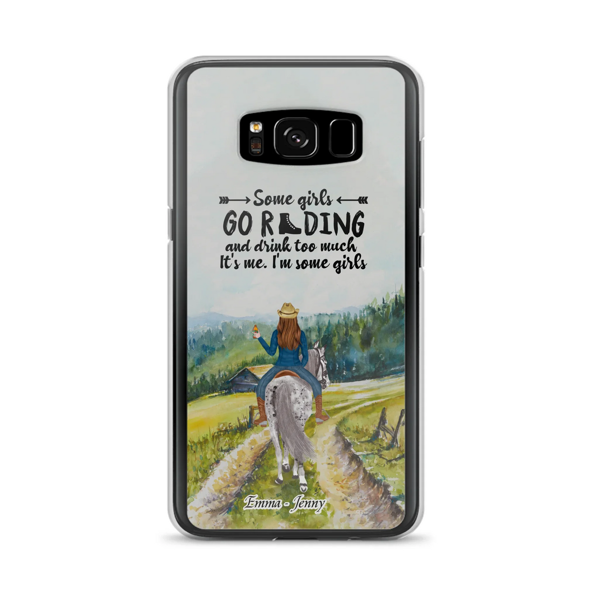 Custom Personalized Riding Horse Phone Case - Upto 2 Girls - Best Gift For Horse Lover/Friends - Some Girls Go Riding And Drink Too Much It's Me - Case For Iphone/Samsung