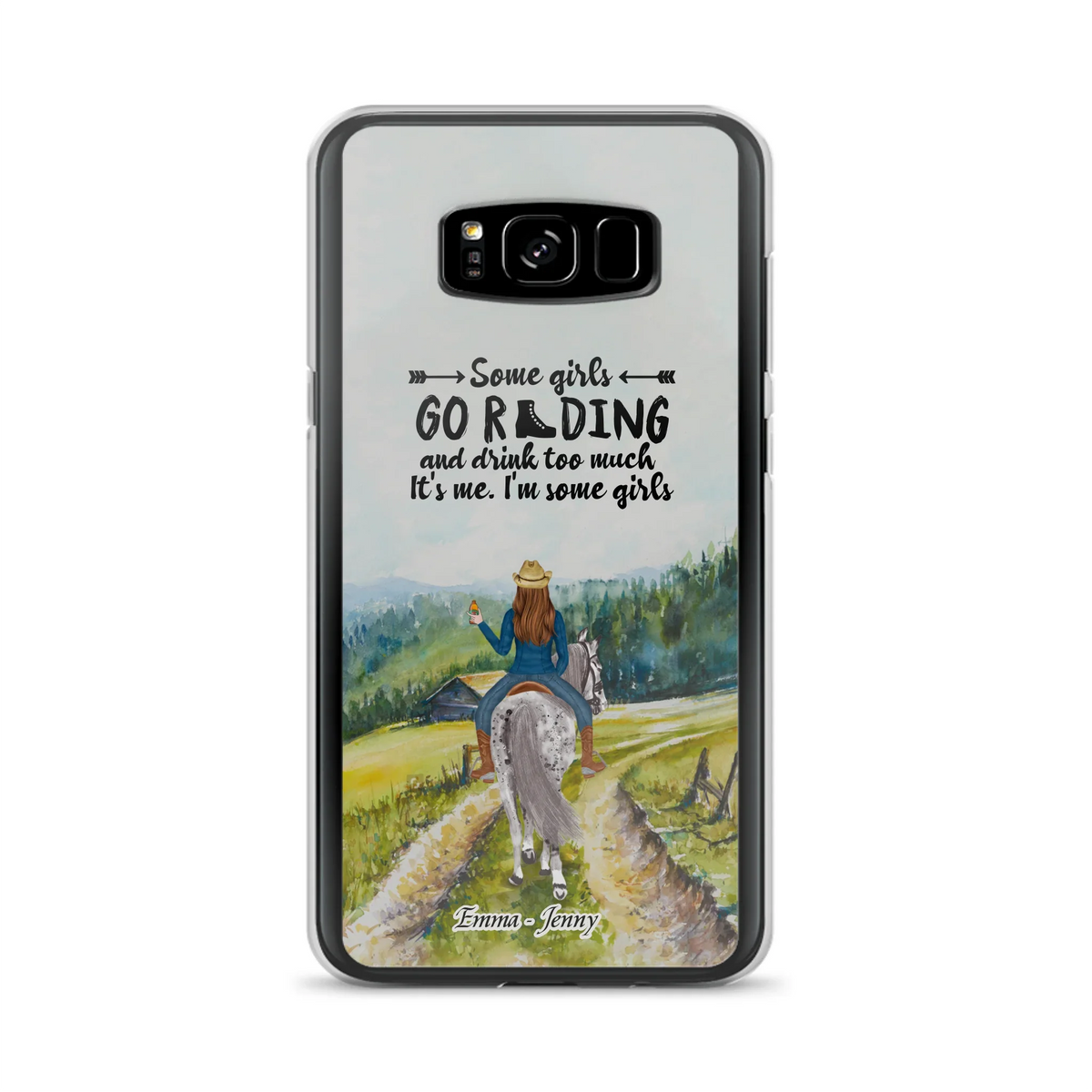 Custom Personalized Riding Horse Phone Case - Upto 2 Girls - Best Gift For Horse Lover/Friends - Some Girls Go Riding And Drink Too Much It's Me - Case For Iphone/Samsung