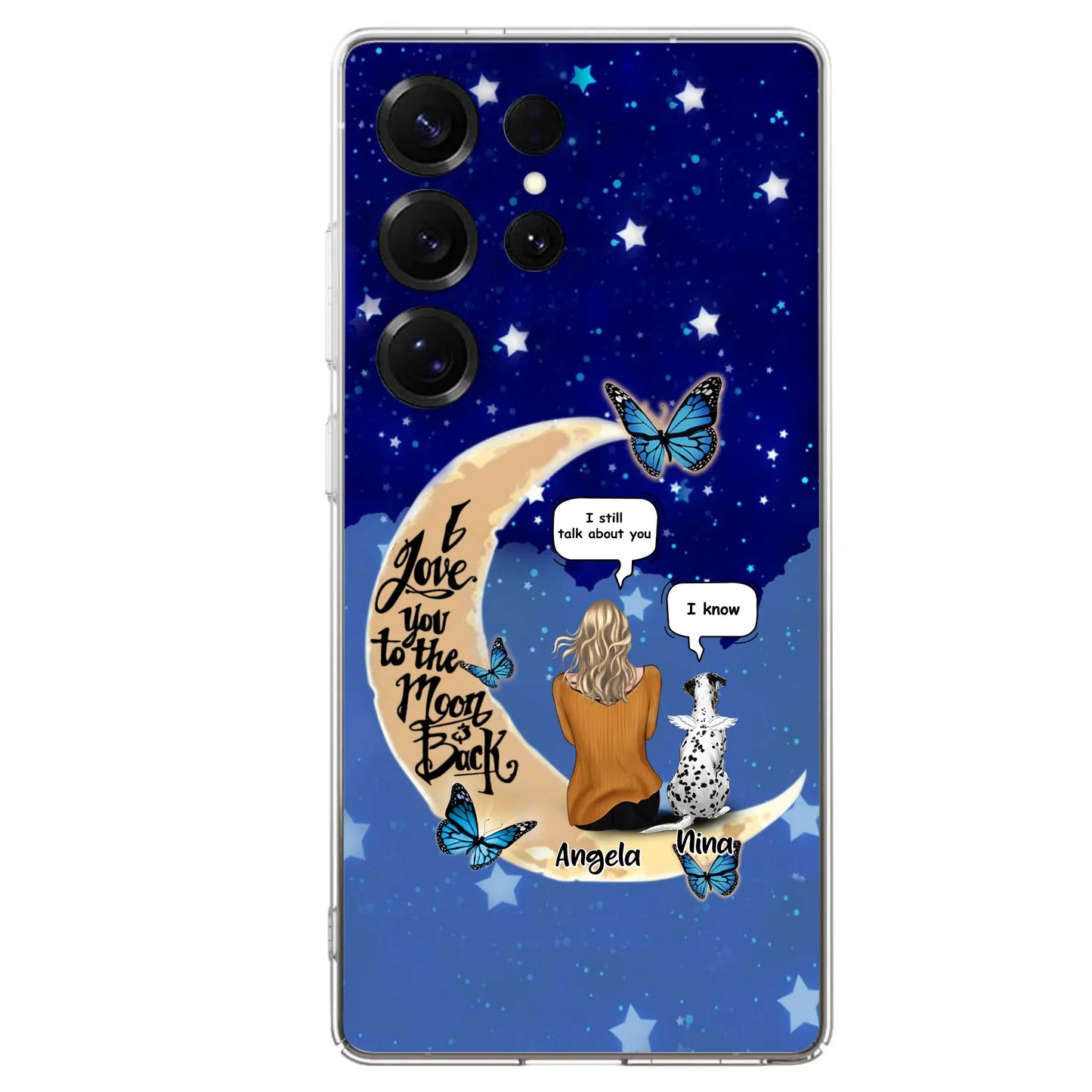 Custom Personalized Memorial Pet Phone Case - Up to 4 Pets - Best Gift For Dog/Cat Lover - I Love You To The Moon & Back - For iPhone And Samsung Phone Case