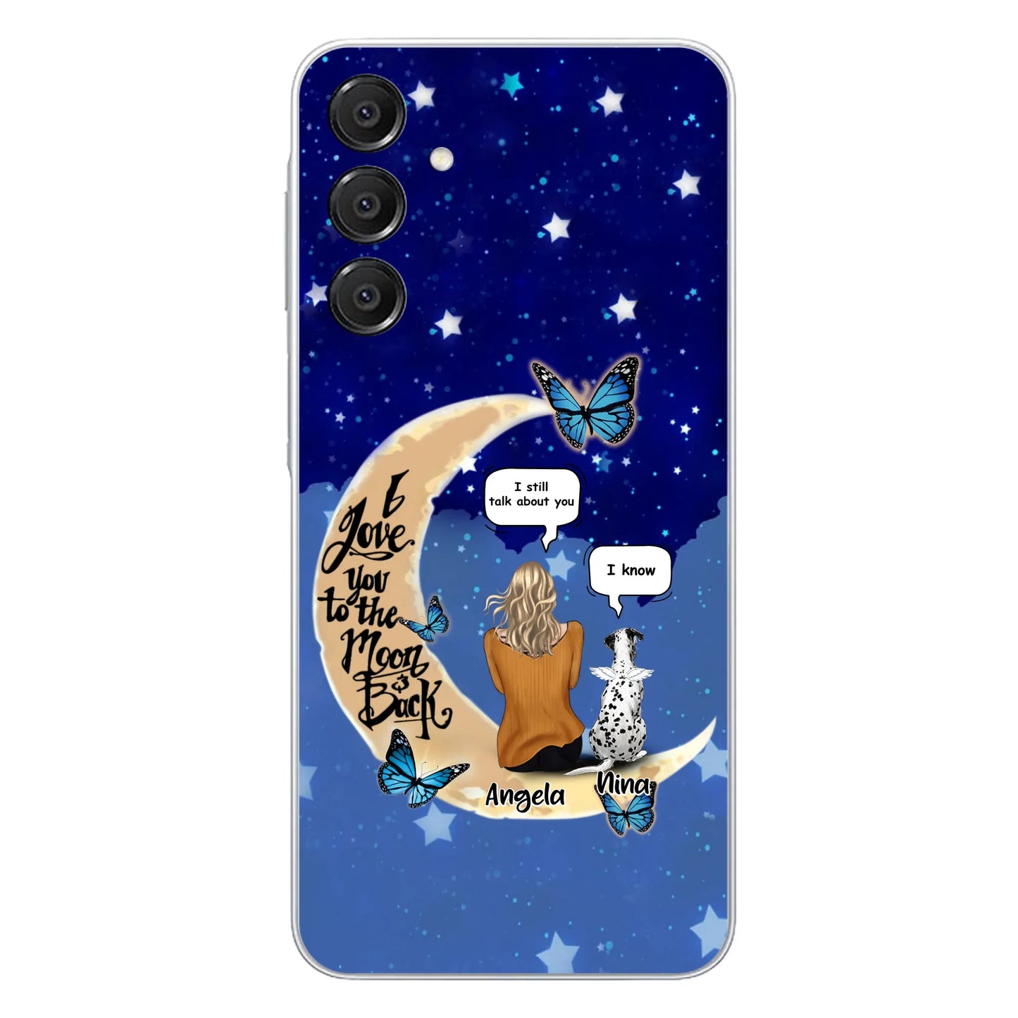 Custom Personalized Memorial Pet Phone Case - Up to 4 Pets - Best Gift For Dog/Cat Lover - I Love You To The Moon & Back - For iPhone And Samsung Phone Case