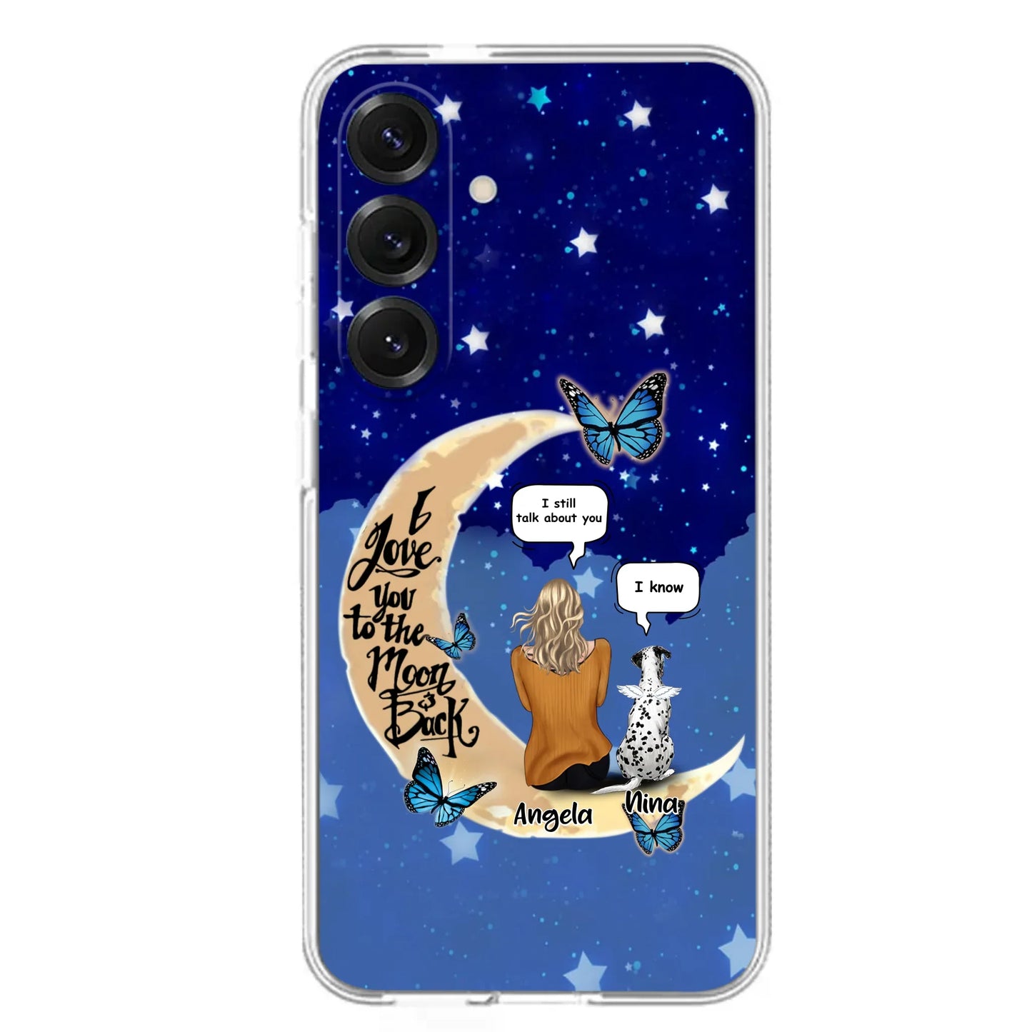 Custom Personalized Memorial Pet Phone Case - Up to 4 Pets - Best Gift For Dog/Cat Lover - I Love You To The Moon & Back - For iPhone And Samsung Phone Case