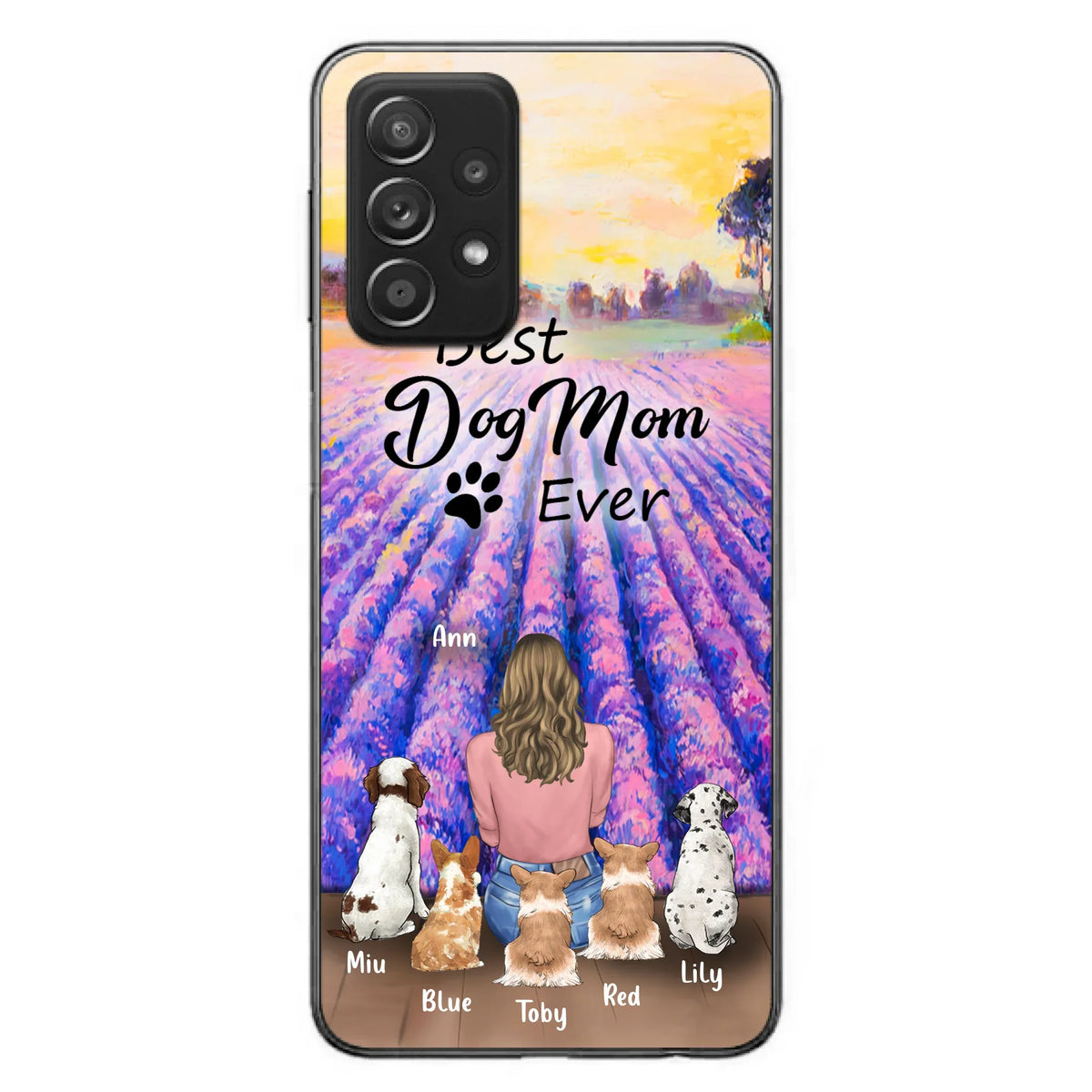 Custom Personalized Dog Mom With Flowers Background Phone Case - Gifts For Dog Lovers With 5 Dogs - You Had Me At Woof - Case For iPhone and Samsung - L4E2ZU