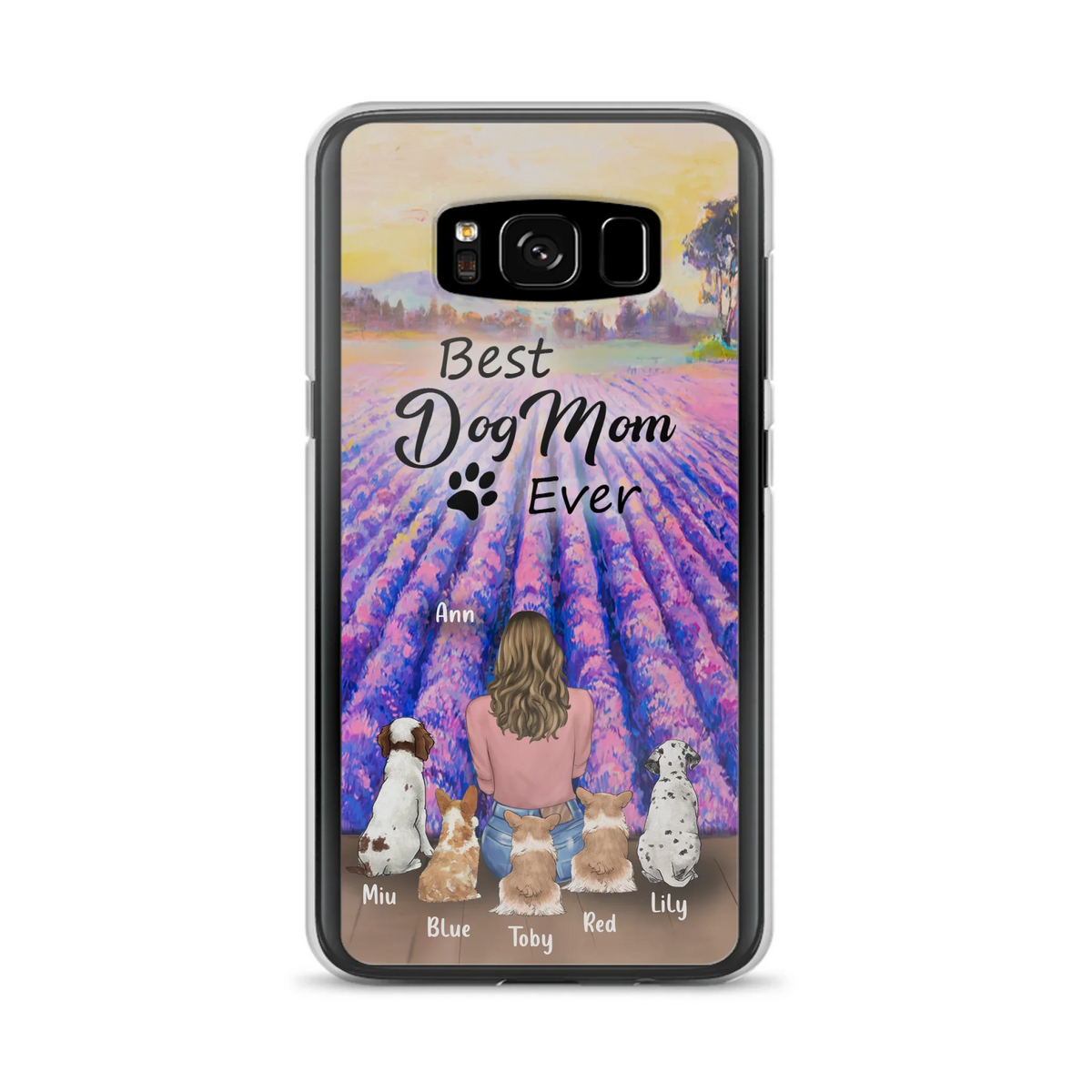 Custom Personalized Dog Mom With Flowers Background Phone Case - Gifts For Dog Lovers With 5 Dogs - You Had Me At Woof - Case For iPhone and Samsung - L4E2ZU