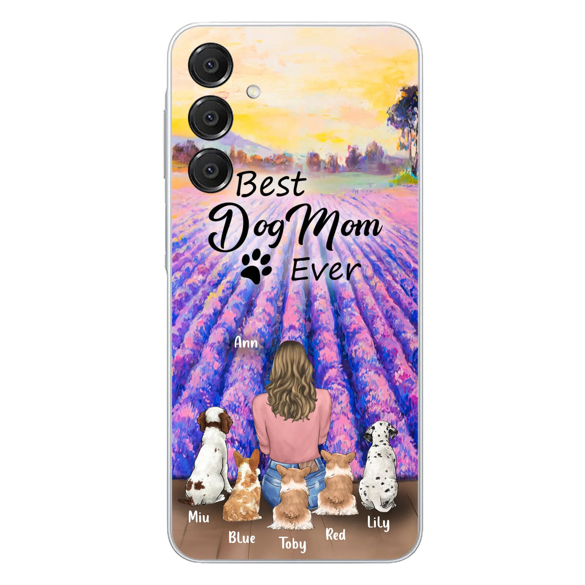 Custom Personalized Dog Mom With Flowers Background Phone Case - Gifts For Dog Lovers With 5 Dogs - You Had Me At Woof - Case For iPhone and Samsung - L4E2ZU