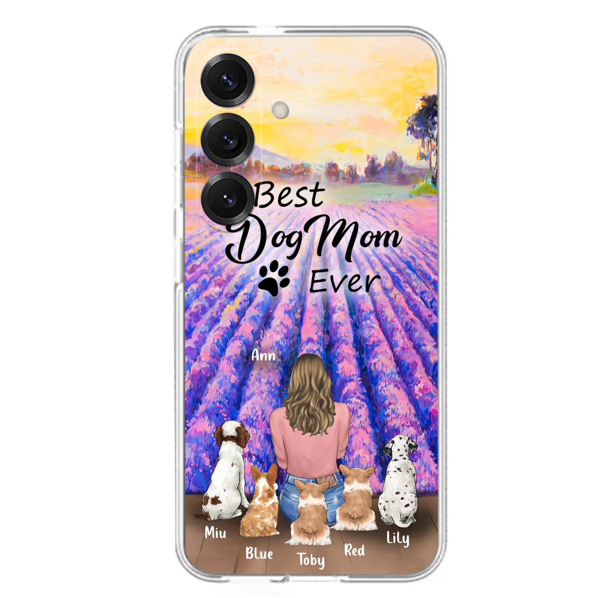 Custom Personalized Dog Mom With Flowers Background Phone Case - Gifts For Dog Lovers With 5 Dogs - You Had Me At Woof - Case For iPhone and Samsung - L4E2ZU