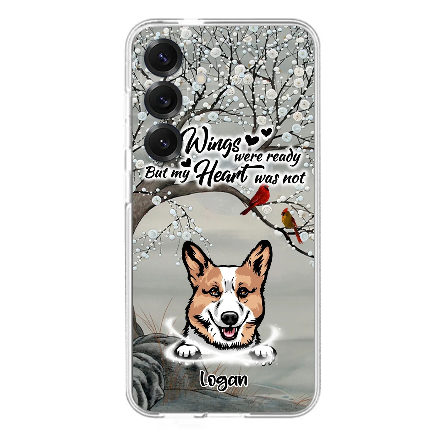 Custom Personalized Memorial Dog Cat Phone Case - Upto 3 Pets - Best Gift For Dog/ Cat Lover - Your Wings Were Ready But My Heart Was Not - Case For iPhone And Samsung