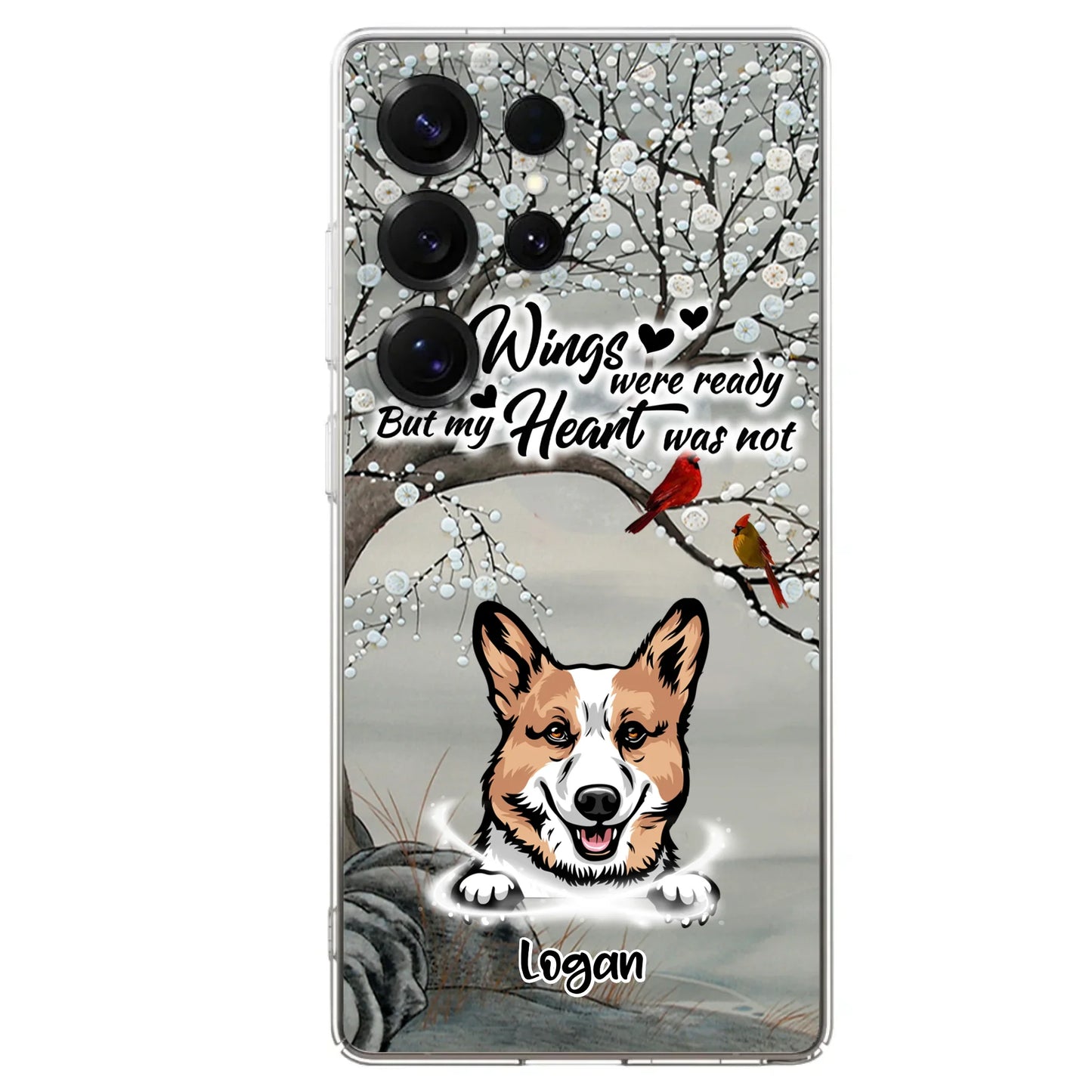 Custom Personalized Memorial Dog Cat Phone Case - Upto 3 Pets - Best Gift For Dog/ Cat Lover - Your Wings Were Ready But My Heart Was Not - Case For iPhone And Samsung
