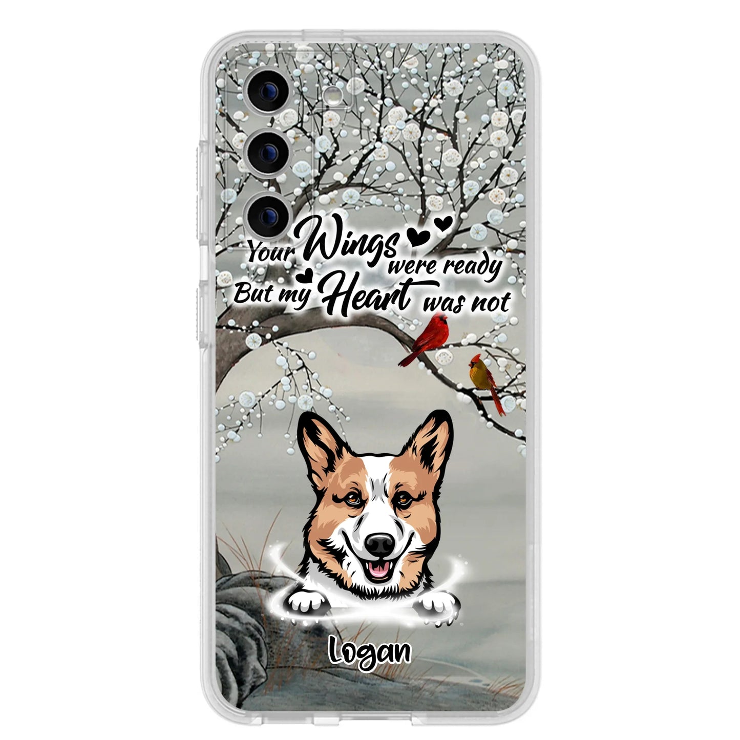 Custom Personalized Memorial Dog Cat Phone Case - Upto 3 Pets - Best Gift For Dog/ Cat Lover - Your Wings Were Ready But My Heart Was Not - Case For iPhone And Samsung