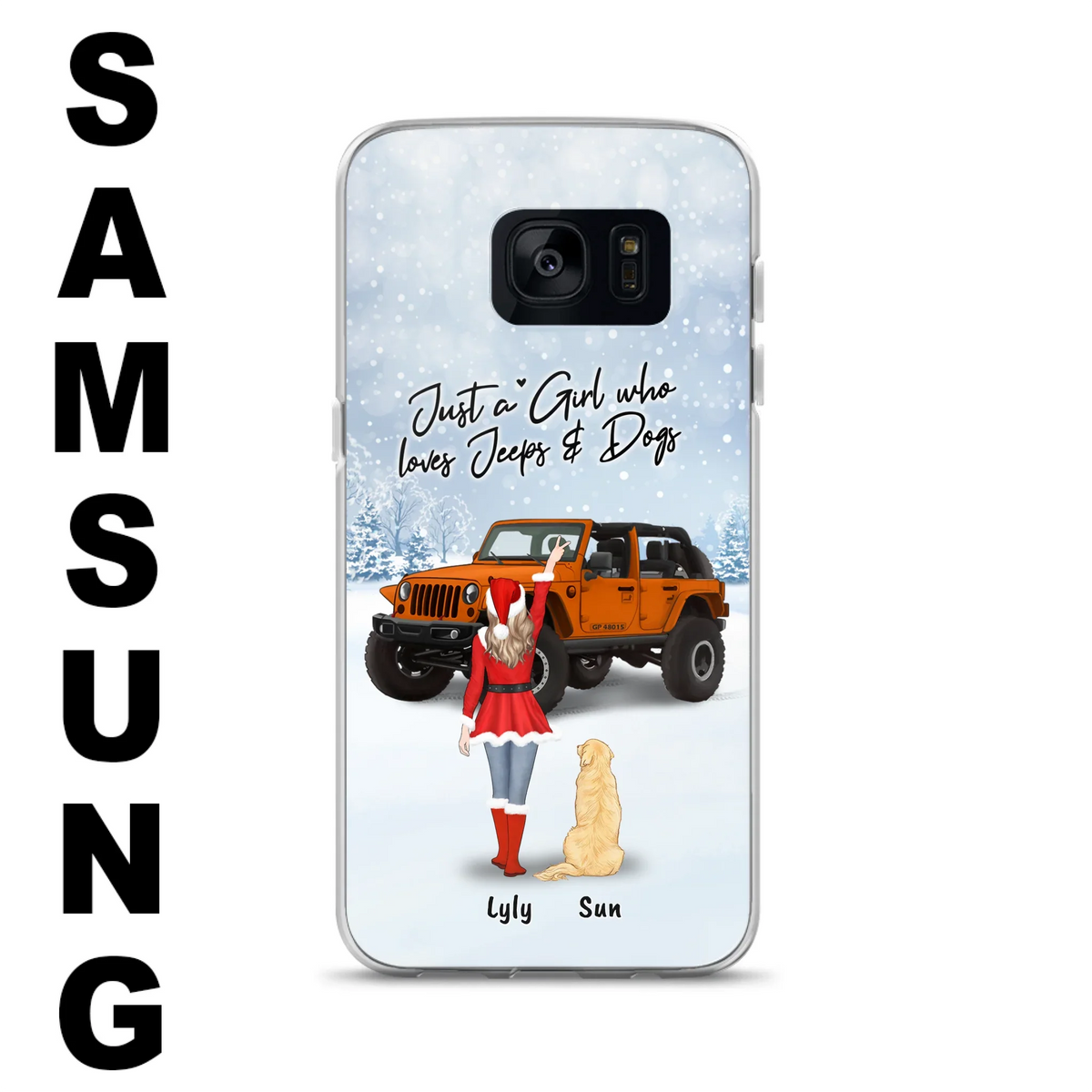Custom Personalized Christmas Off-road Girl Phone Case - Girl With Upto 4 Pets - Christmas Gift For Dog/ Cat Lover - Just A Girl - Case For iPhone And Samsung