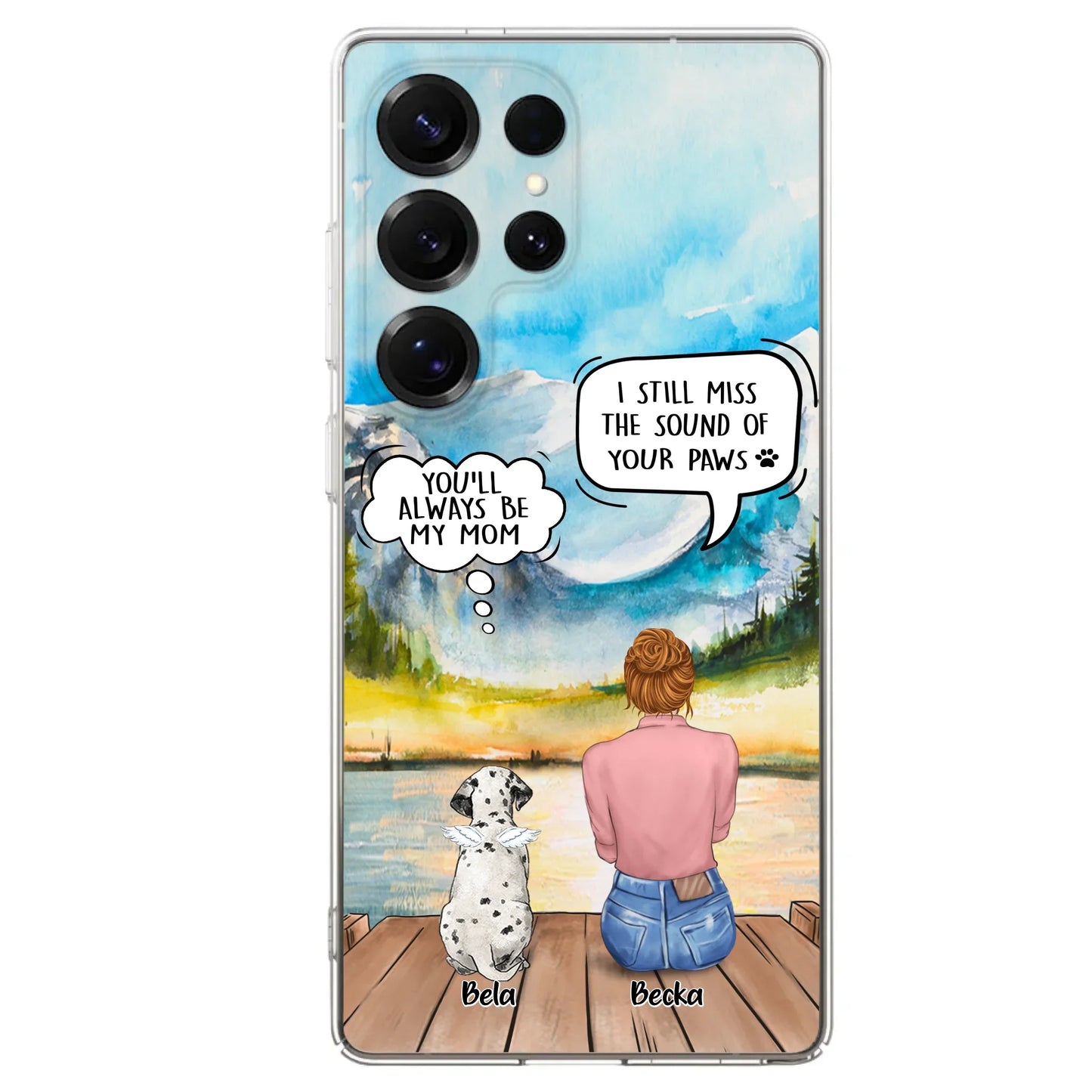 Custom Personalized Memorial Pet Mom Phone Case - Woman With Upto 5 Pets - Best Gift For Pet Lover - It's So Hard To Say Goodbye - Case For Iphone/Samsung