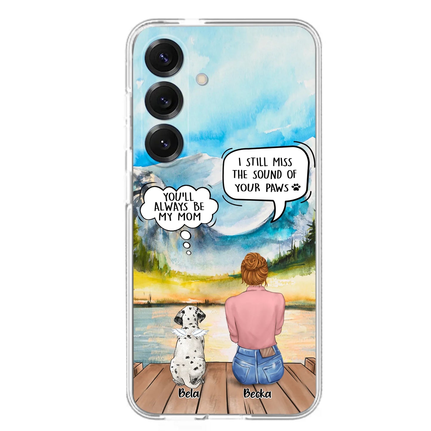 Custom Personalized Memorial Pet Mom Phone Case - Woman With Upto 5 Pets - Best Gift For Pet Lover - It's So Hard To Say Goodbye - Case For Iphone/Samsung